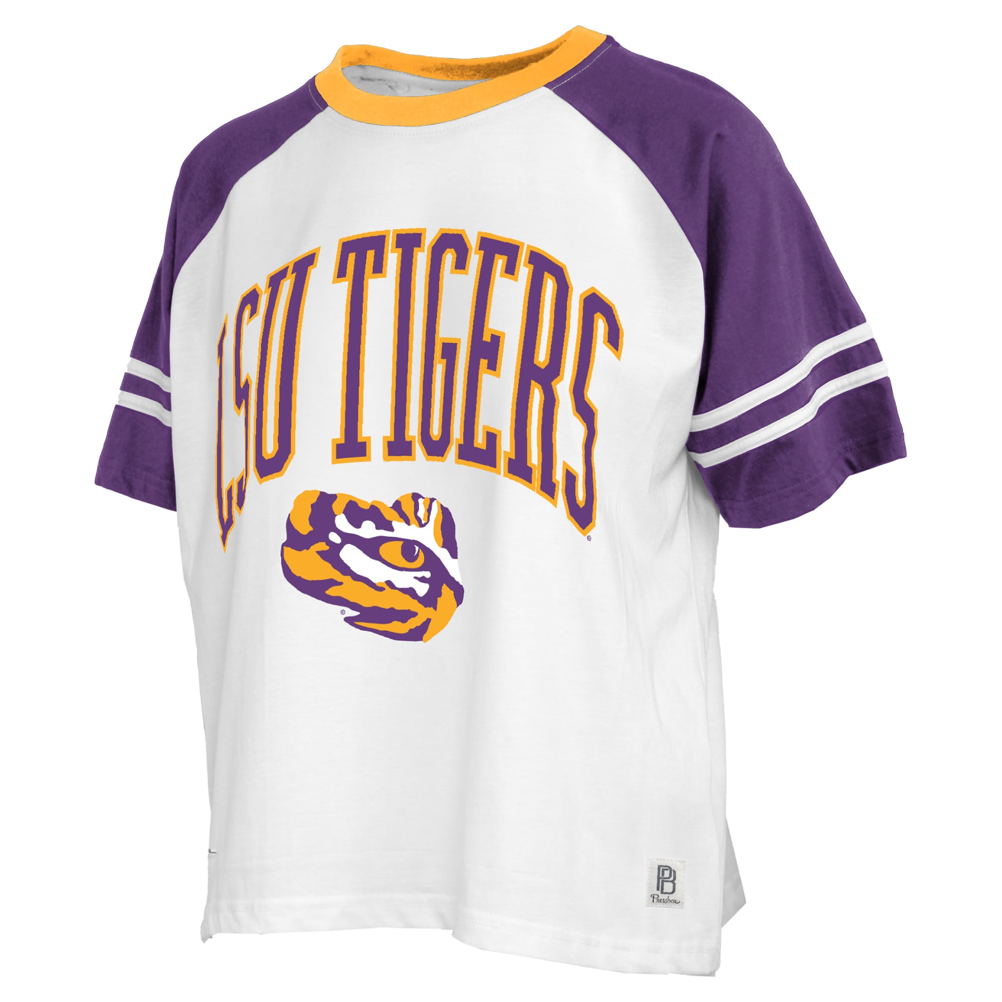 T-shirt Pressbox blanc pour femmes LSU Tigers Sky Colorblock