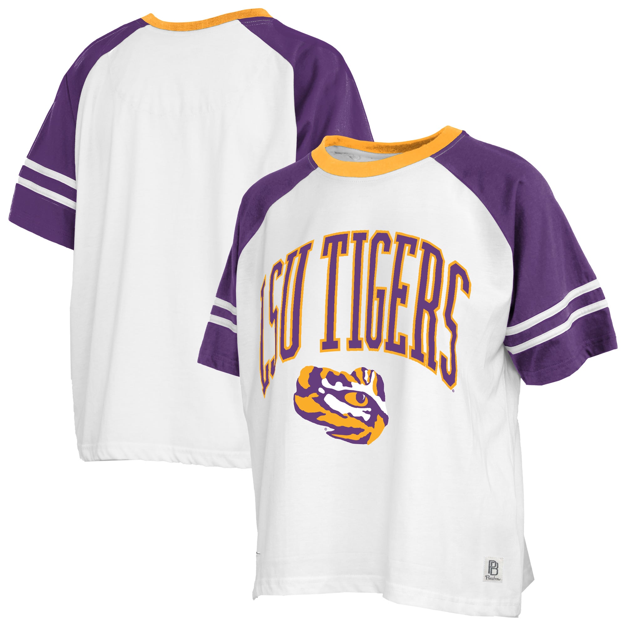 Women's Pressbox White LSU Tigers Sky Colorblock T-Shirt