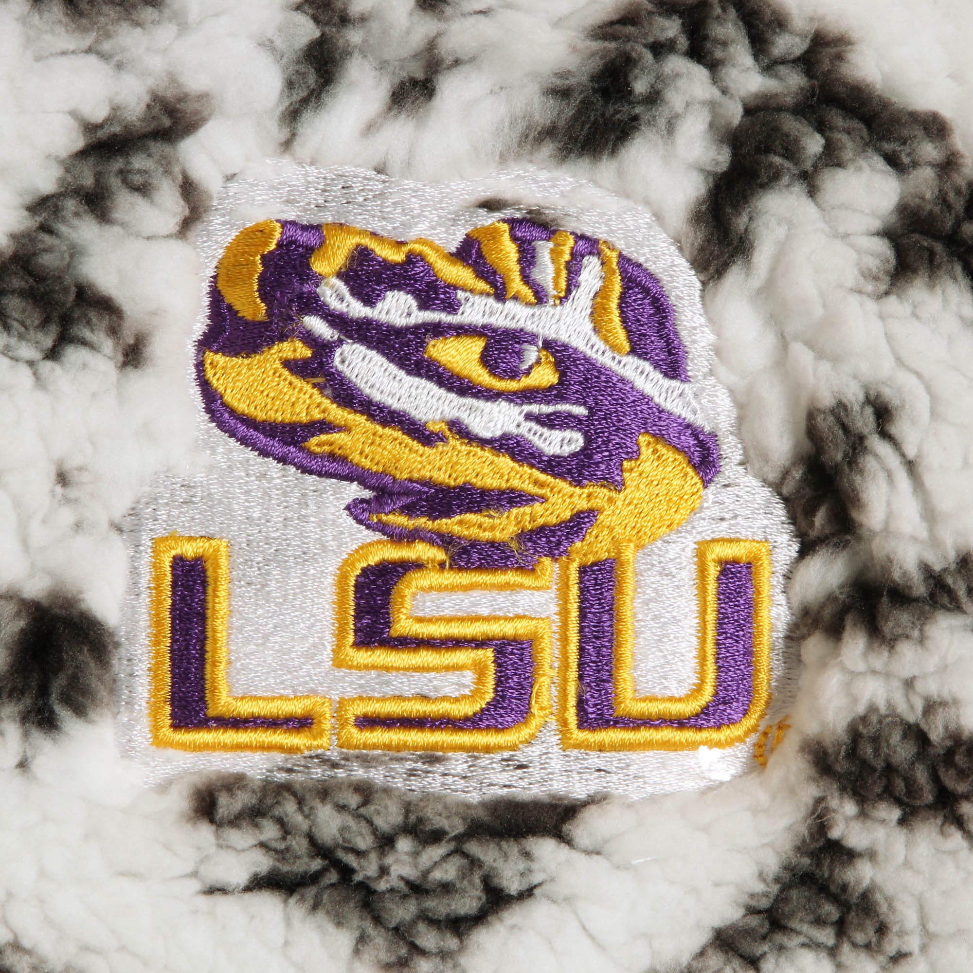 Women's Pressbox White/Black LSU Tigers Tribal Poodle Sherpa