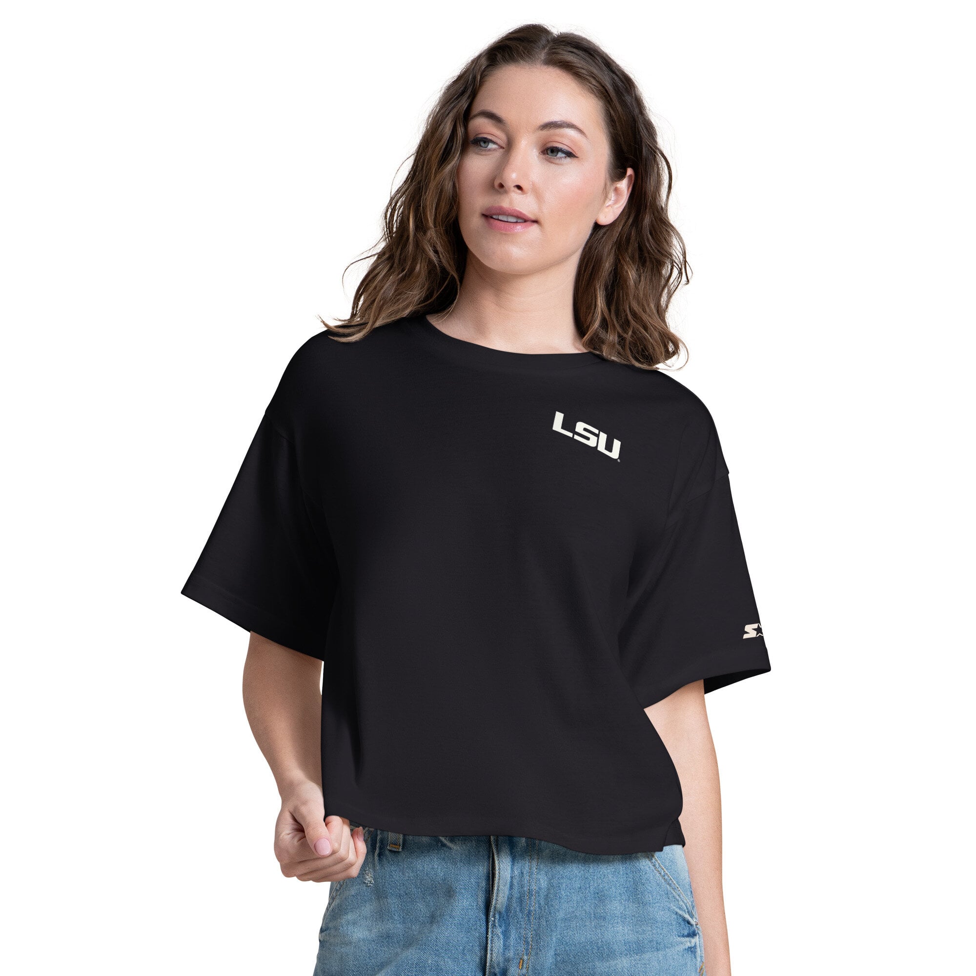 T-shirt court noir Starter LSU Tigers Advantage pour femmes