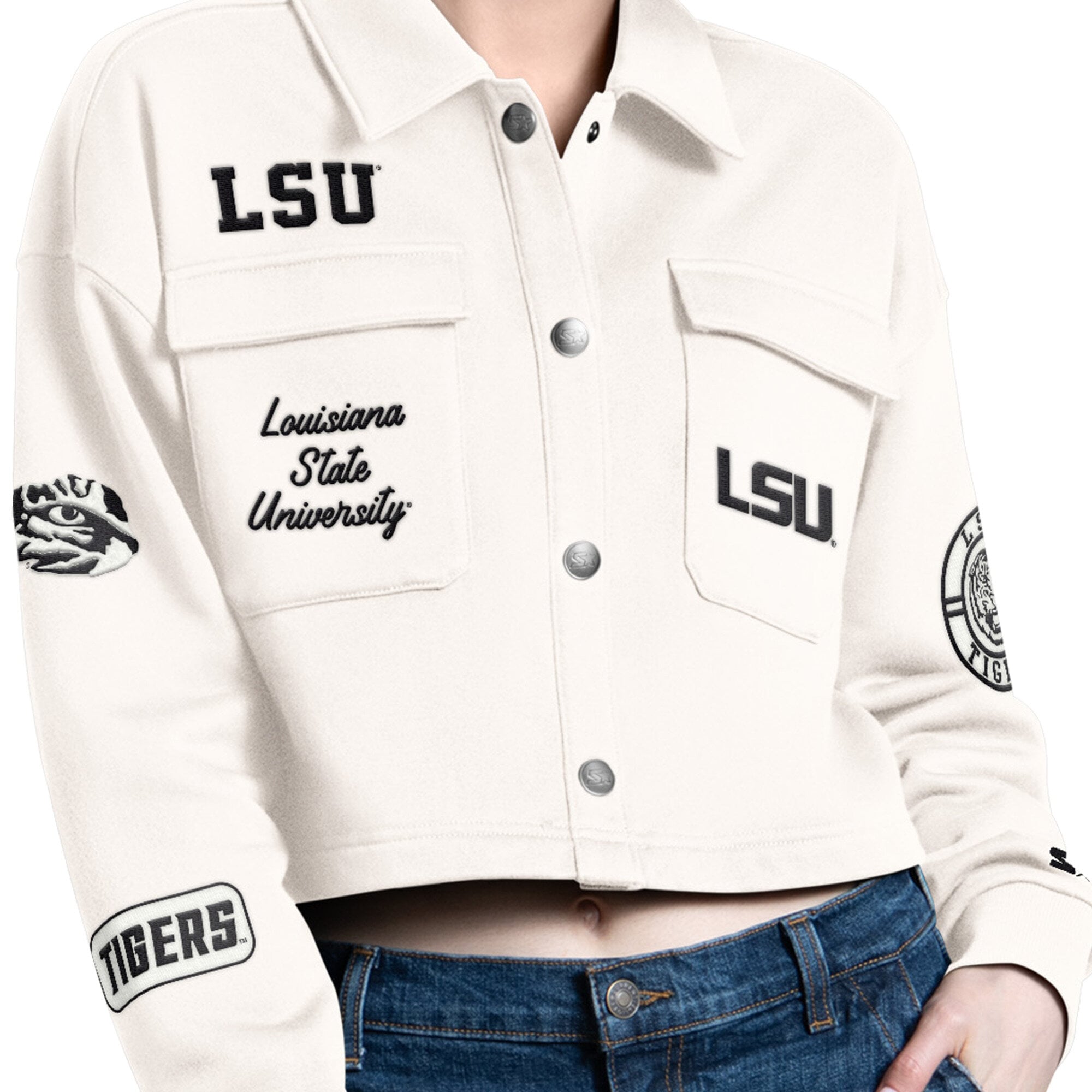 Surchemise courte à boutons-pression LSU Tigers Anchor pour femme