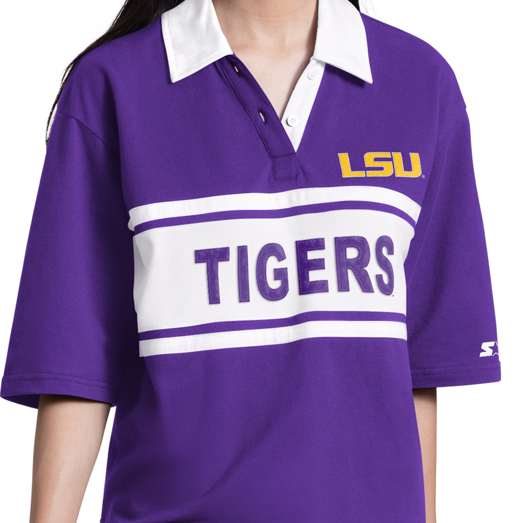 Polo Starter violet pour femme, modèle LSU Tigers Outfielder