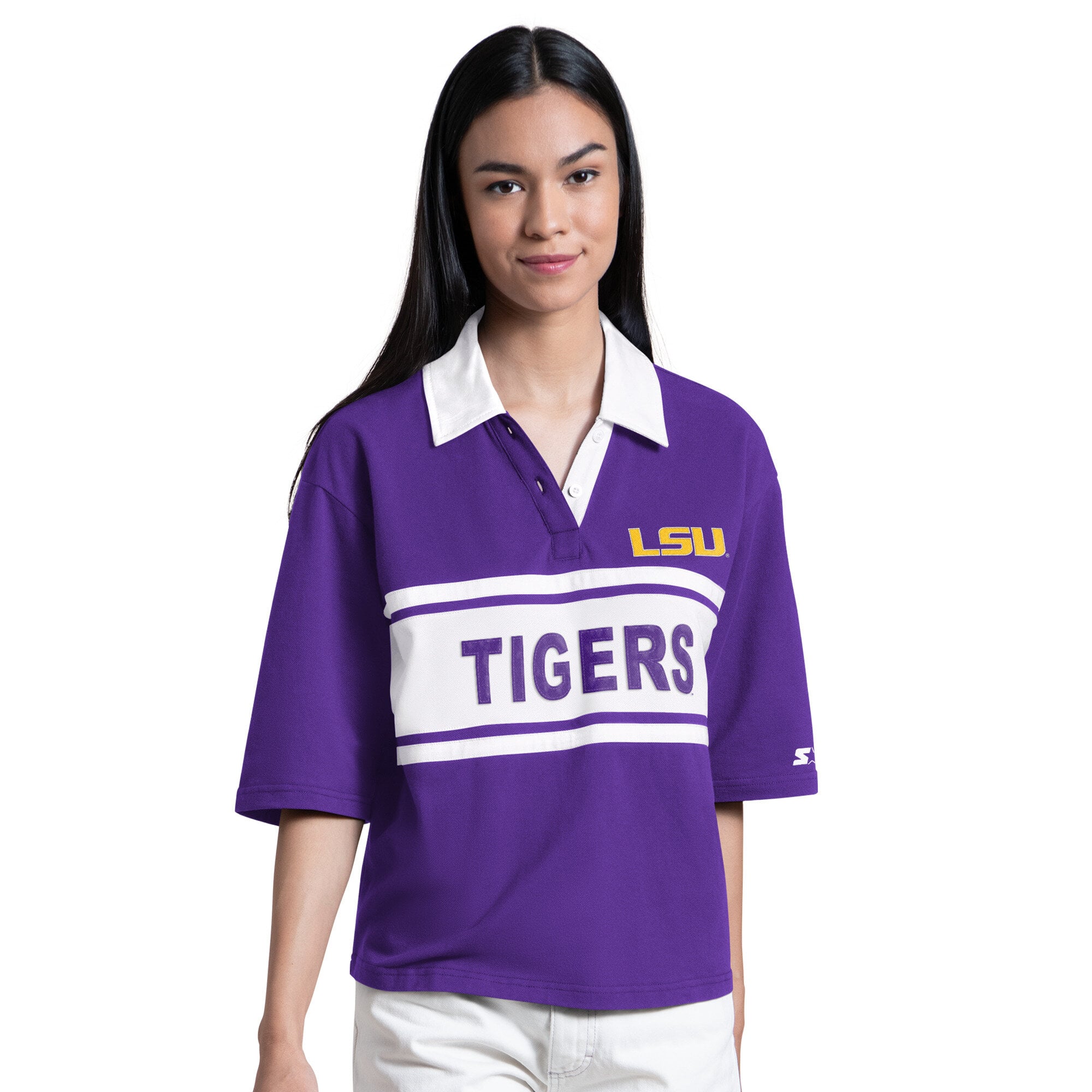 Polo Starter violet pour femme, modèle LSU Tigers Outfielder