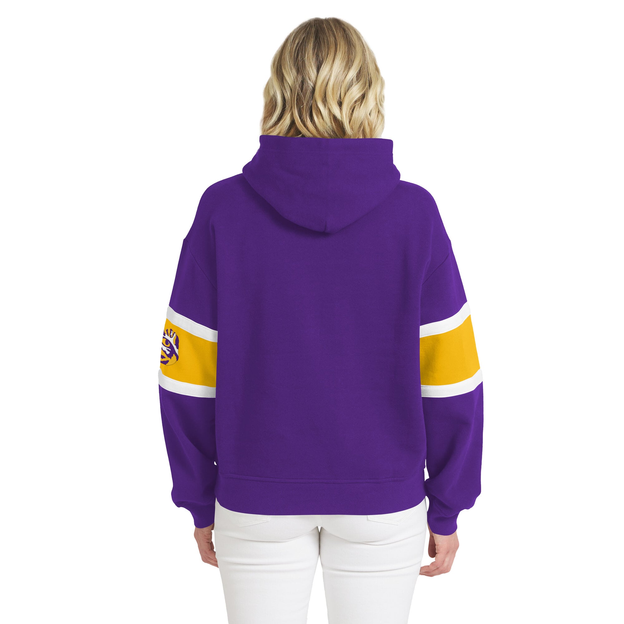 Sweat à capuche LSU Tigers violet blocs de couleurs pour femmes la marque WEAR by Erin Andrews