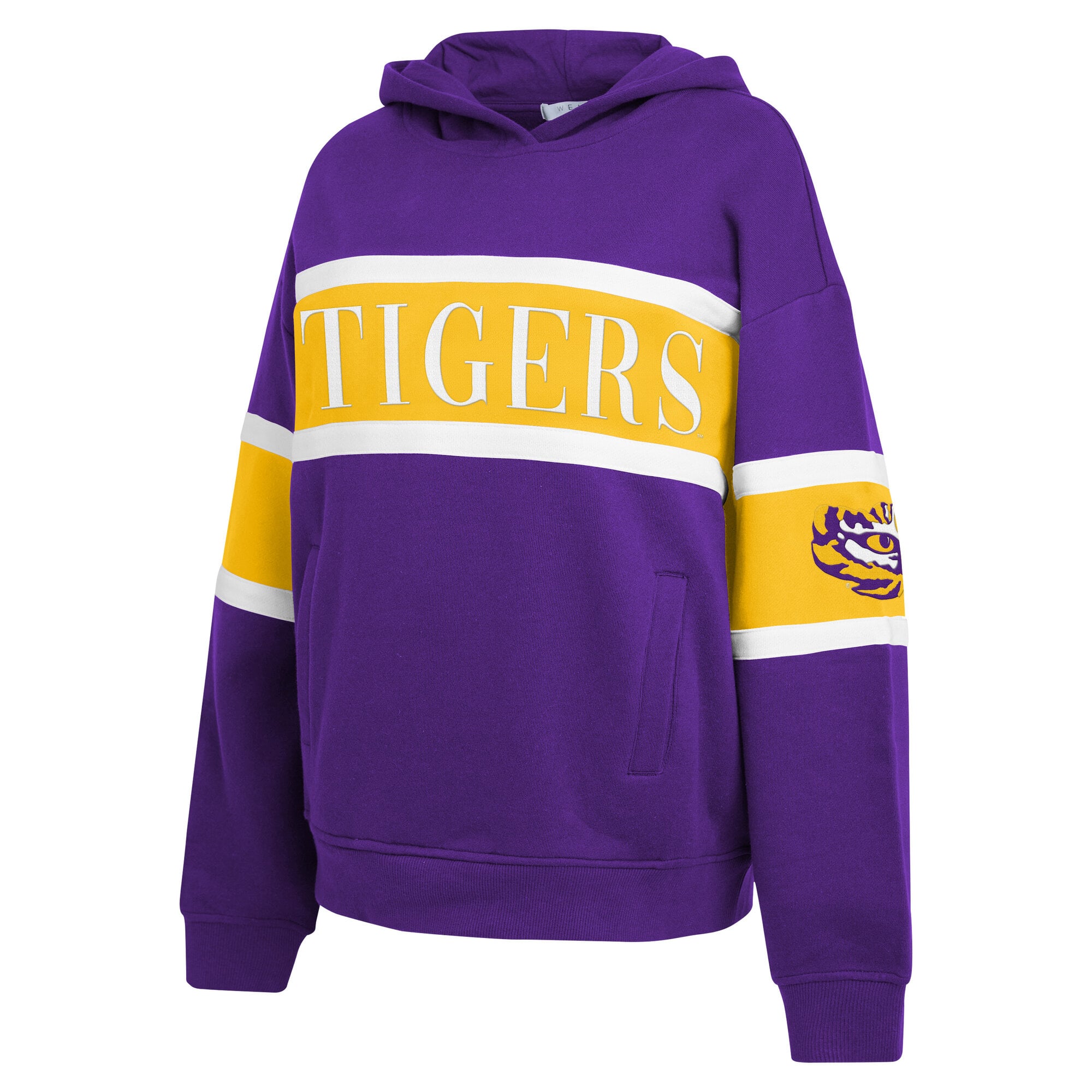 Sweat à capuche LSU Tigers violet blocs de couleurs pour femmes la marque WEAR by Erin Andrews