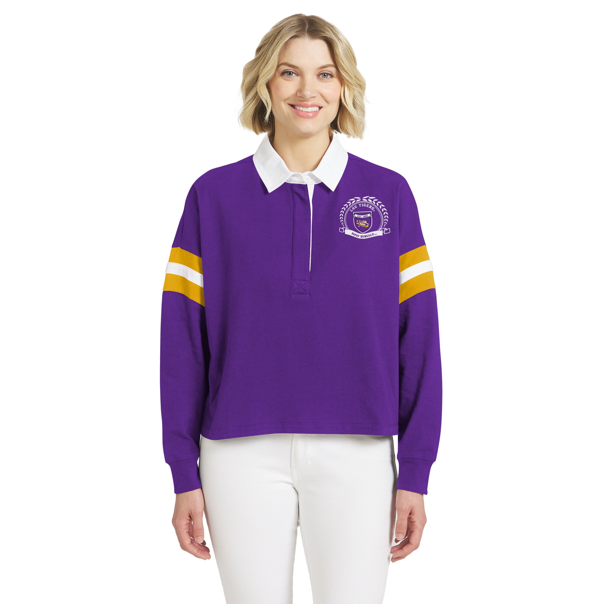Maillot de rugby violet LSU Tigers la marque WEAR by Erin Andrews pour femmes