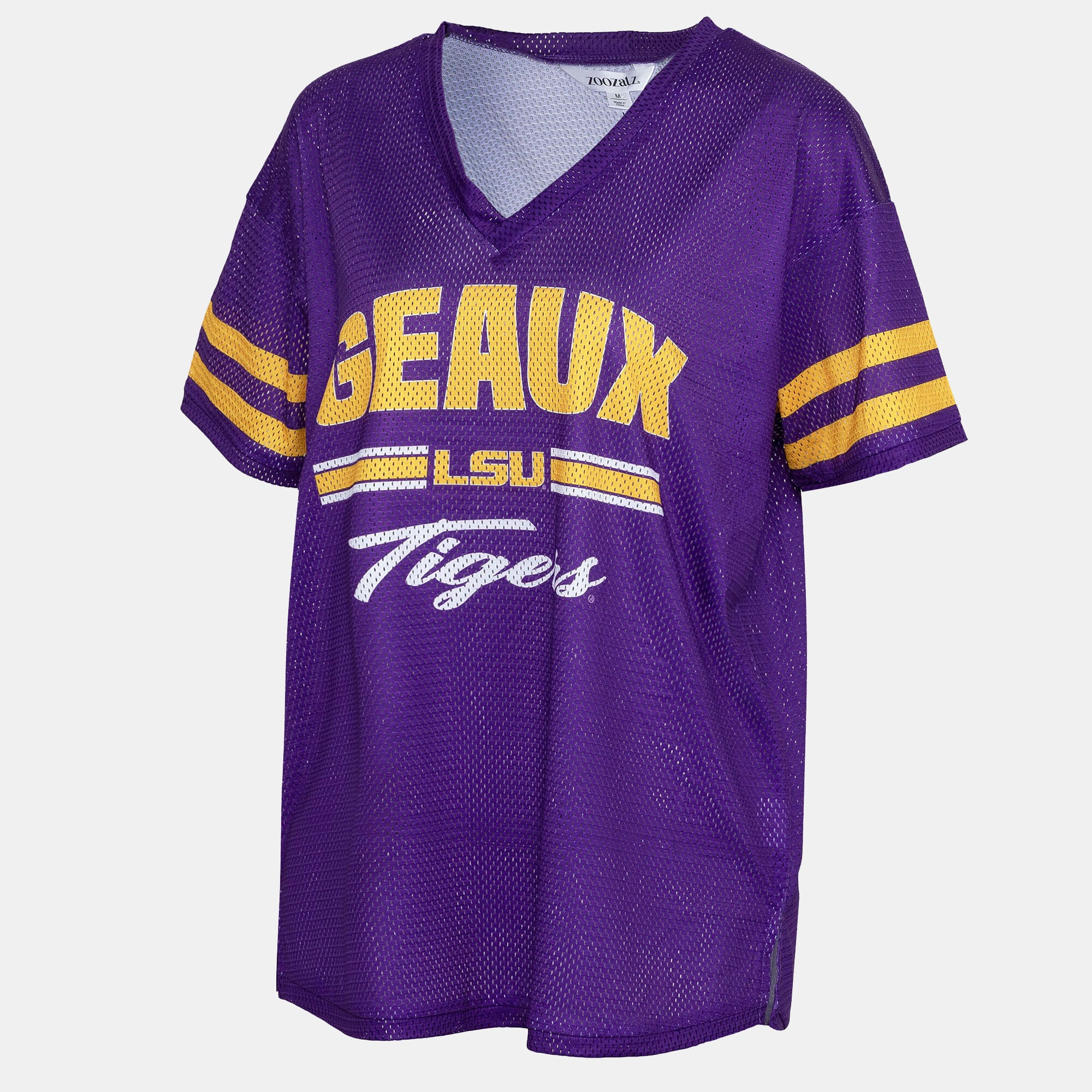 T-shirt de coup d'envoi ZooZatz violet en maille LSU Tigers pour femmes
