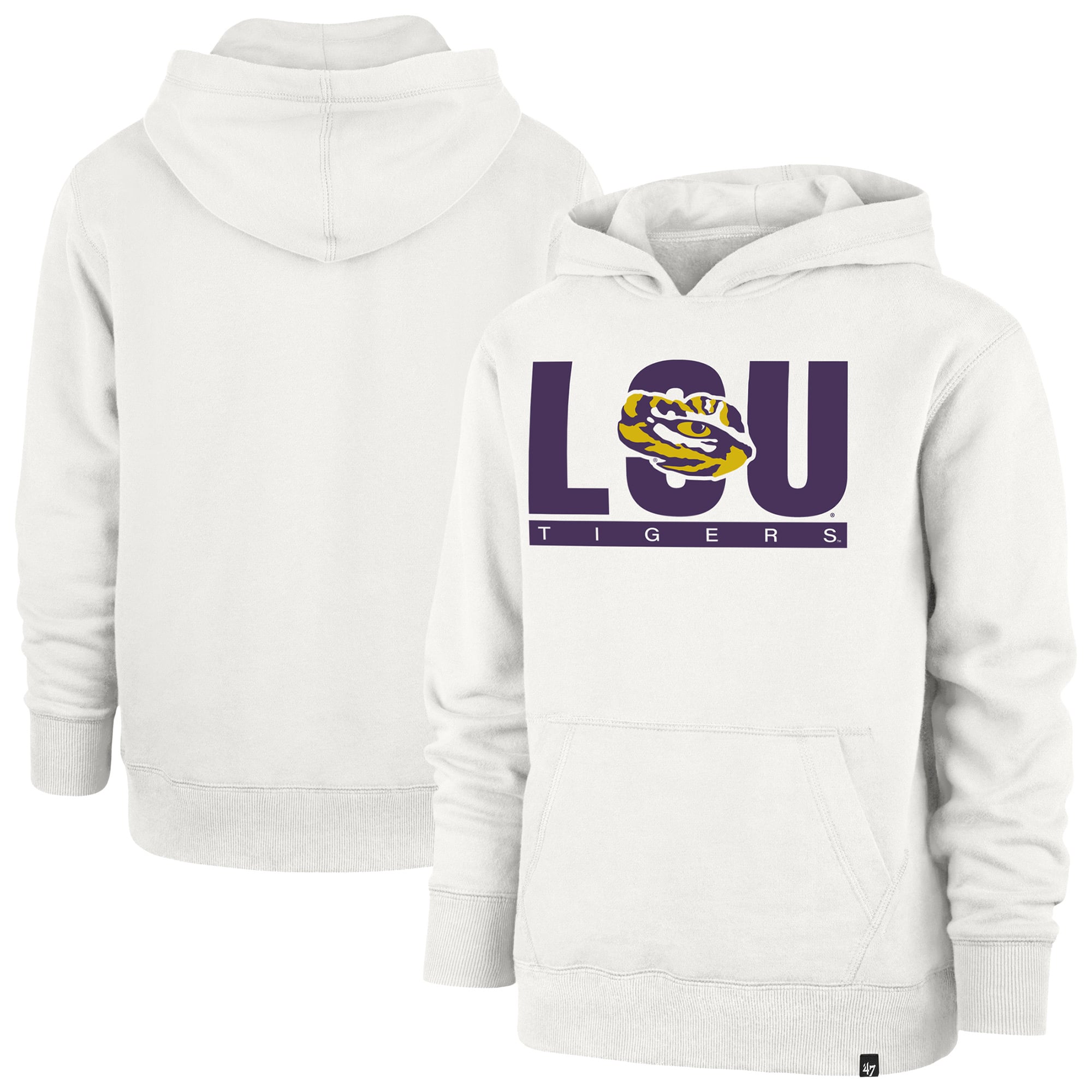 Youth '47 Cream LSU Tigers Block Text Pullover Hoodie