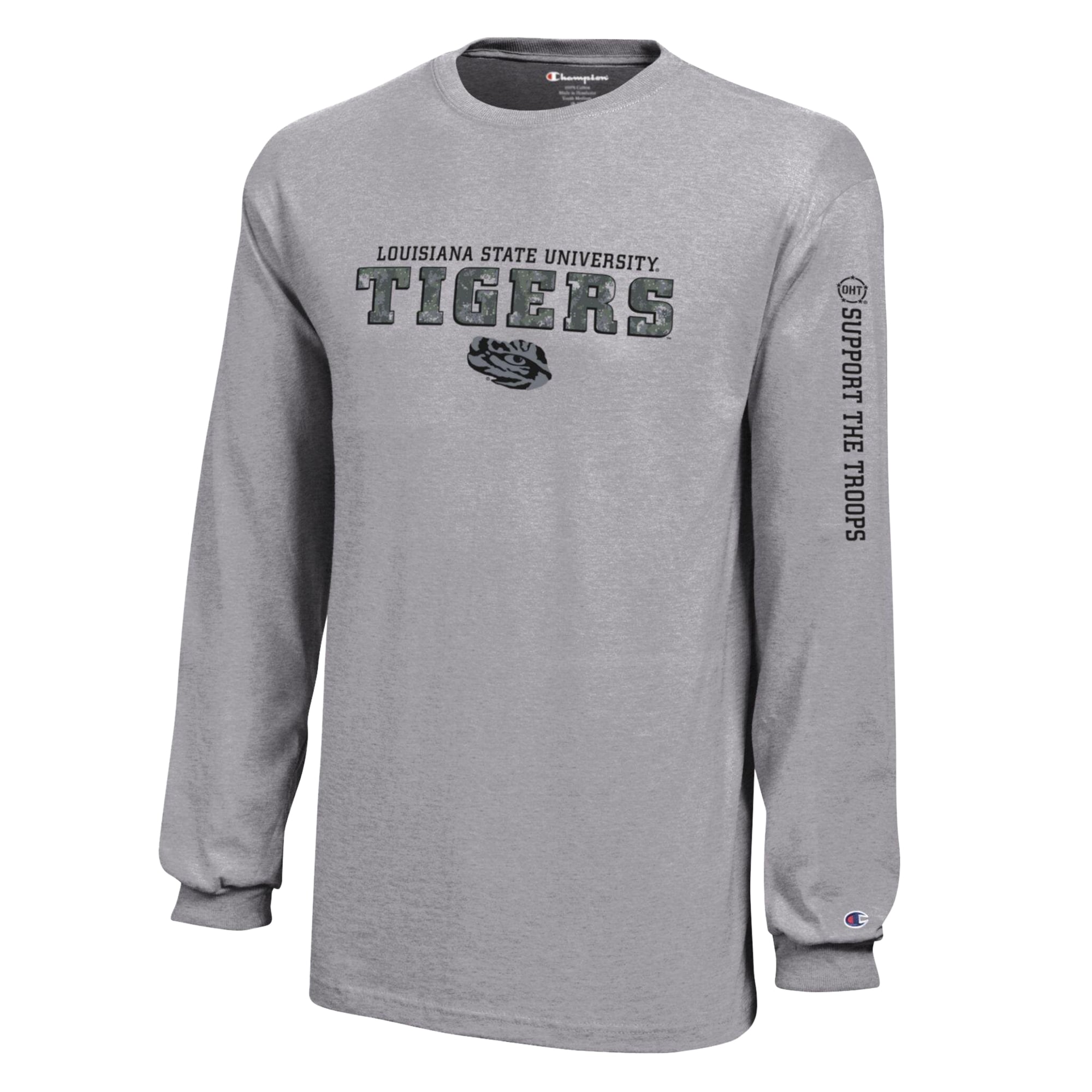 T-shirt à manches longues Youth Champion Heather Gray LSU Tigers Operation Hat Trick