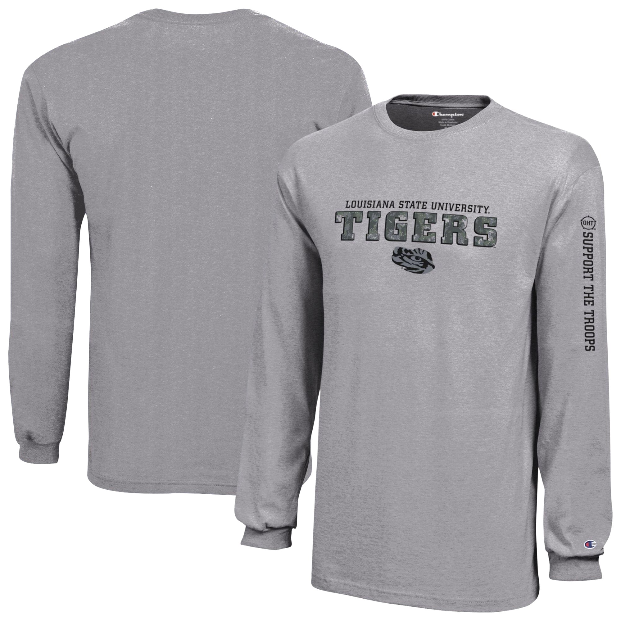 T-shirt à manches longues Youth Champion Heather Gray LSU Tigers Operation Hat Trick