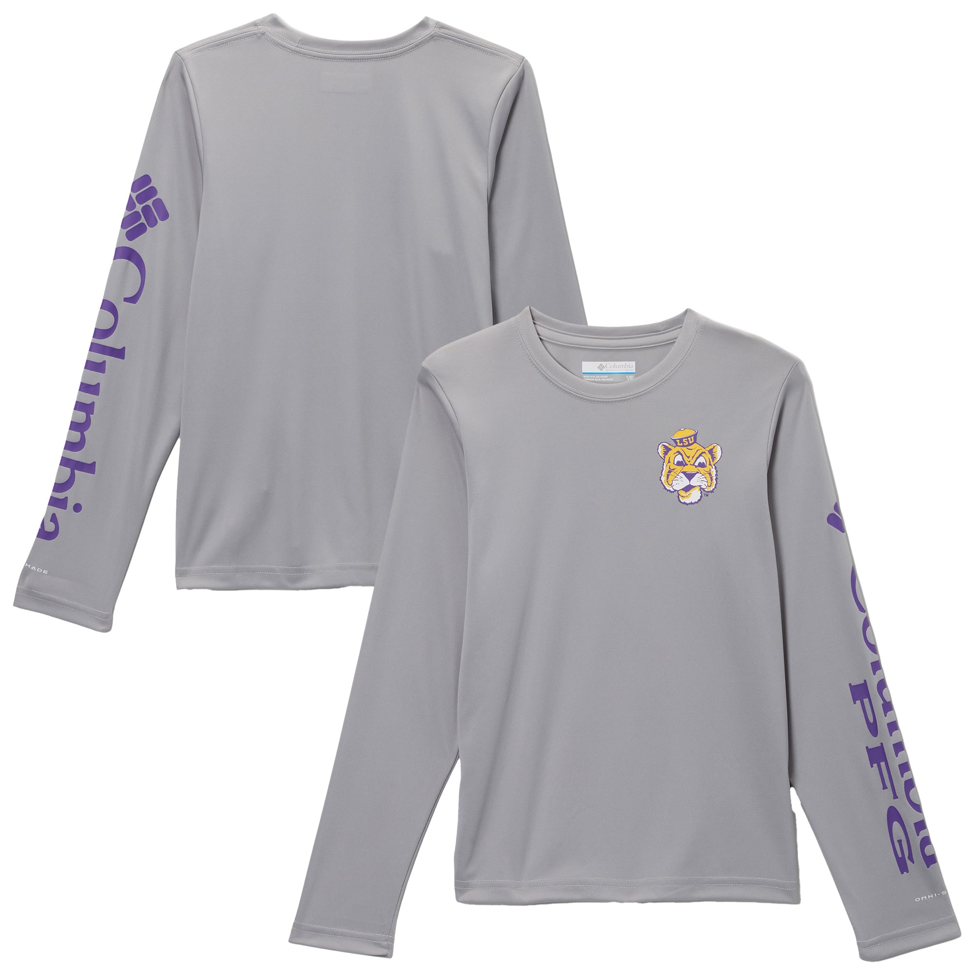 T-shirt à manches longues Columbia Gray LSU Tigers Terminal Tackle pour jeunes