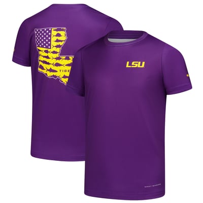 LSU Tigers Columbia Youth Terminal Tackle Omni-Shade T-Shirt - Purple