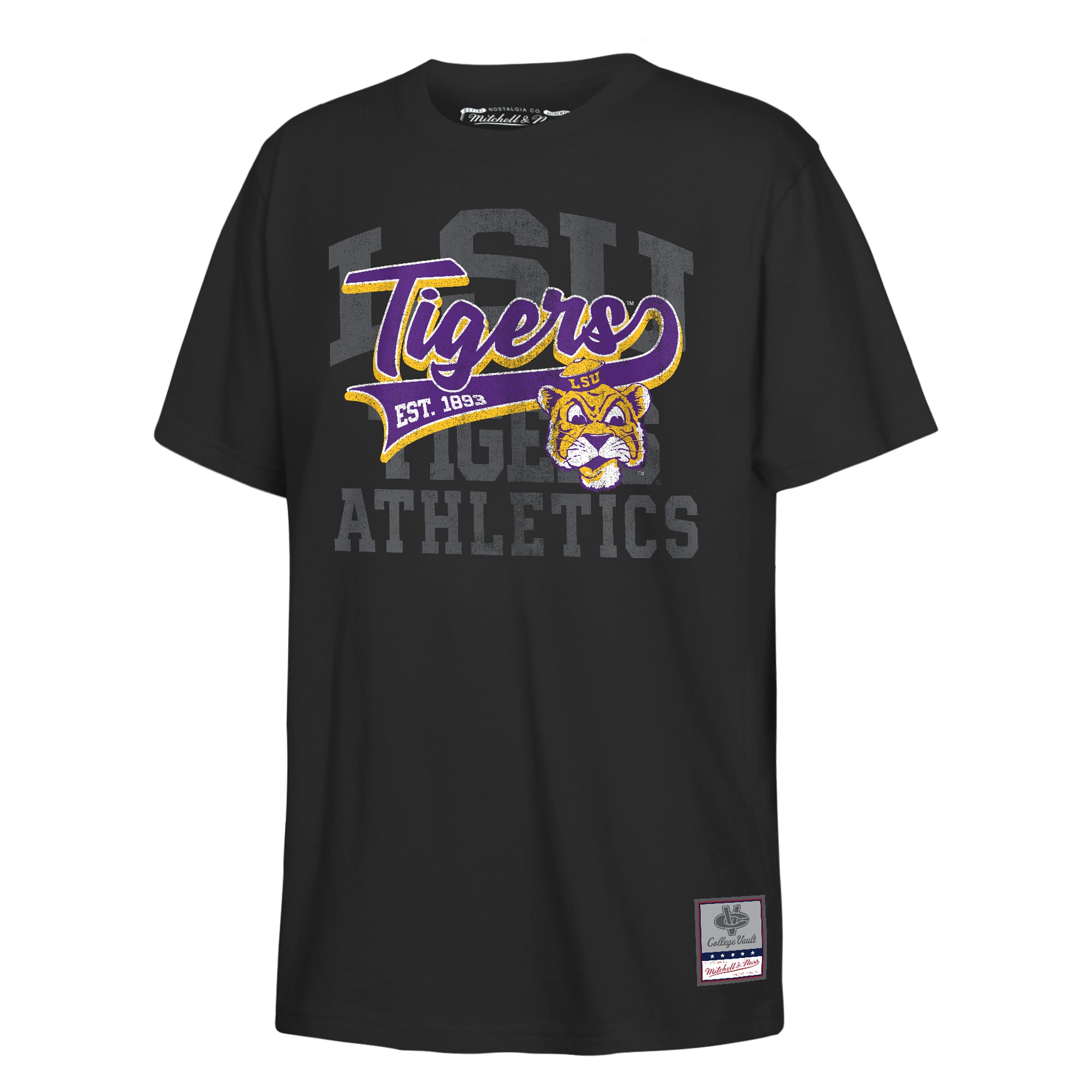 T-shirt rétro Mitchell & Ness noir pour enfant, motif LSU Tigers.