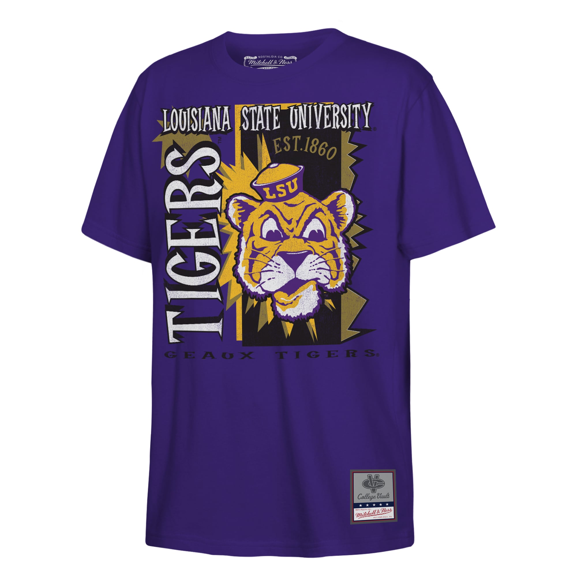 T-shirt Mitchell & Ness violet pour enfant, motif LSU Tigers, style rétro années 90