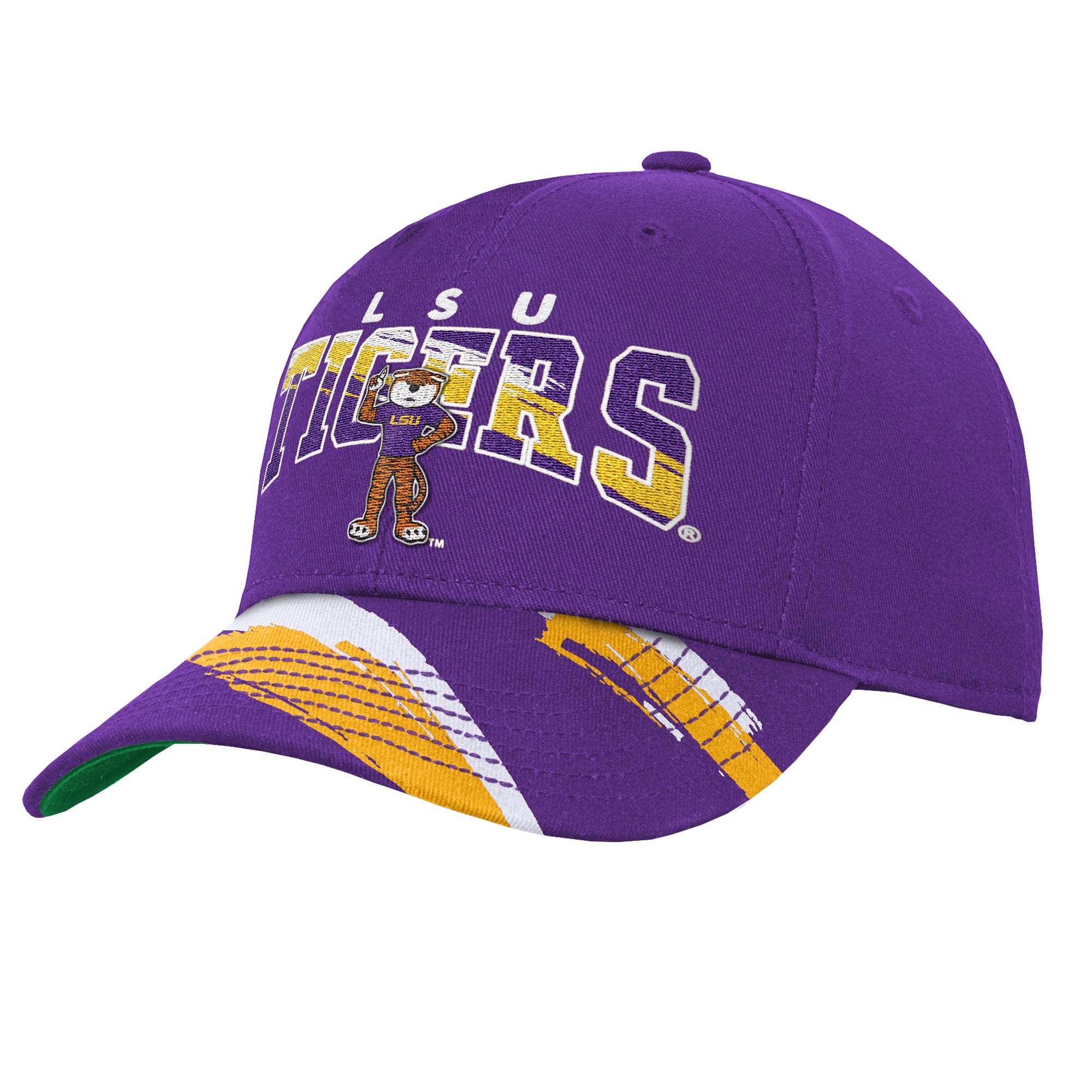 Youth Mitchell & Ness Purple LSU Tigers Mascot Streaks Pro Crown Adjustable Hat