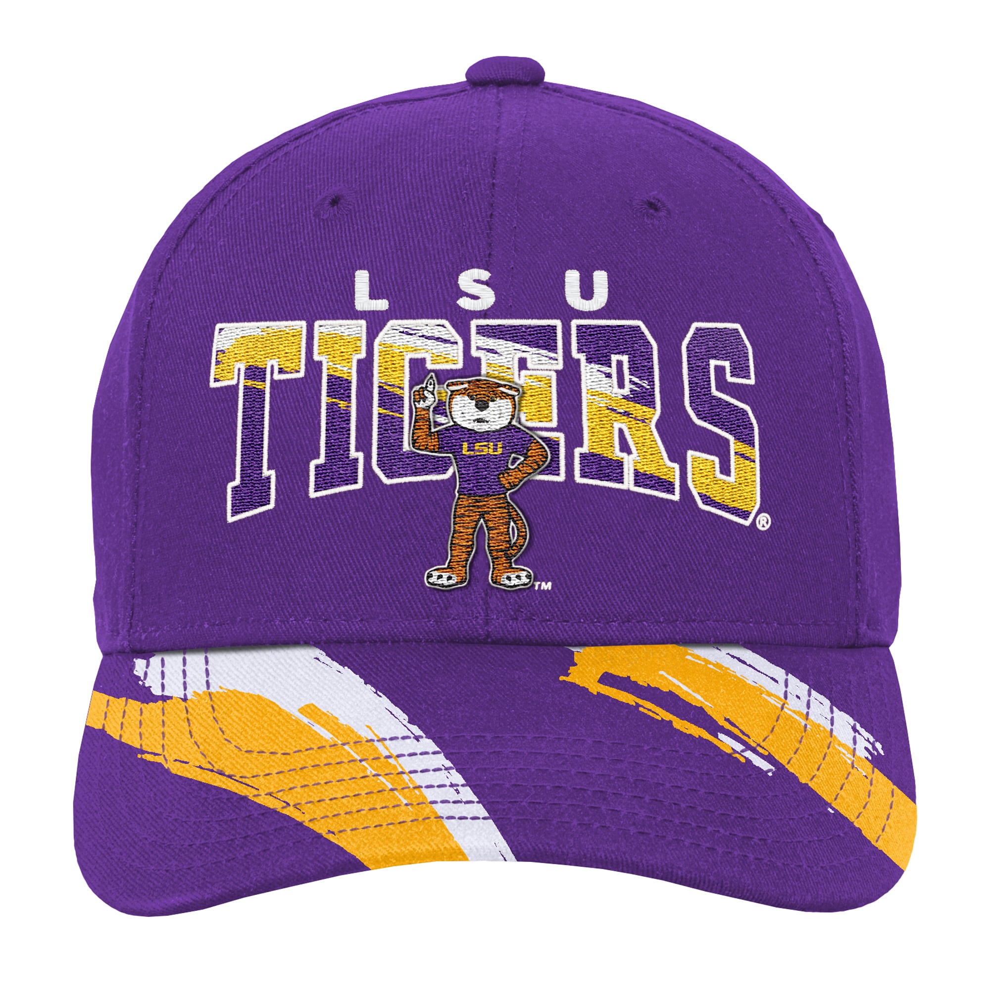Youth Mitchell & Ness Purple LSU Tigers Mascot Streaks Pro Crown Adjustable Hat