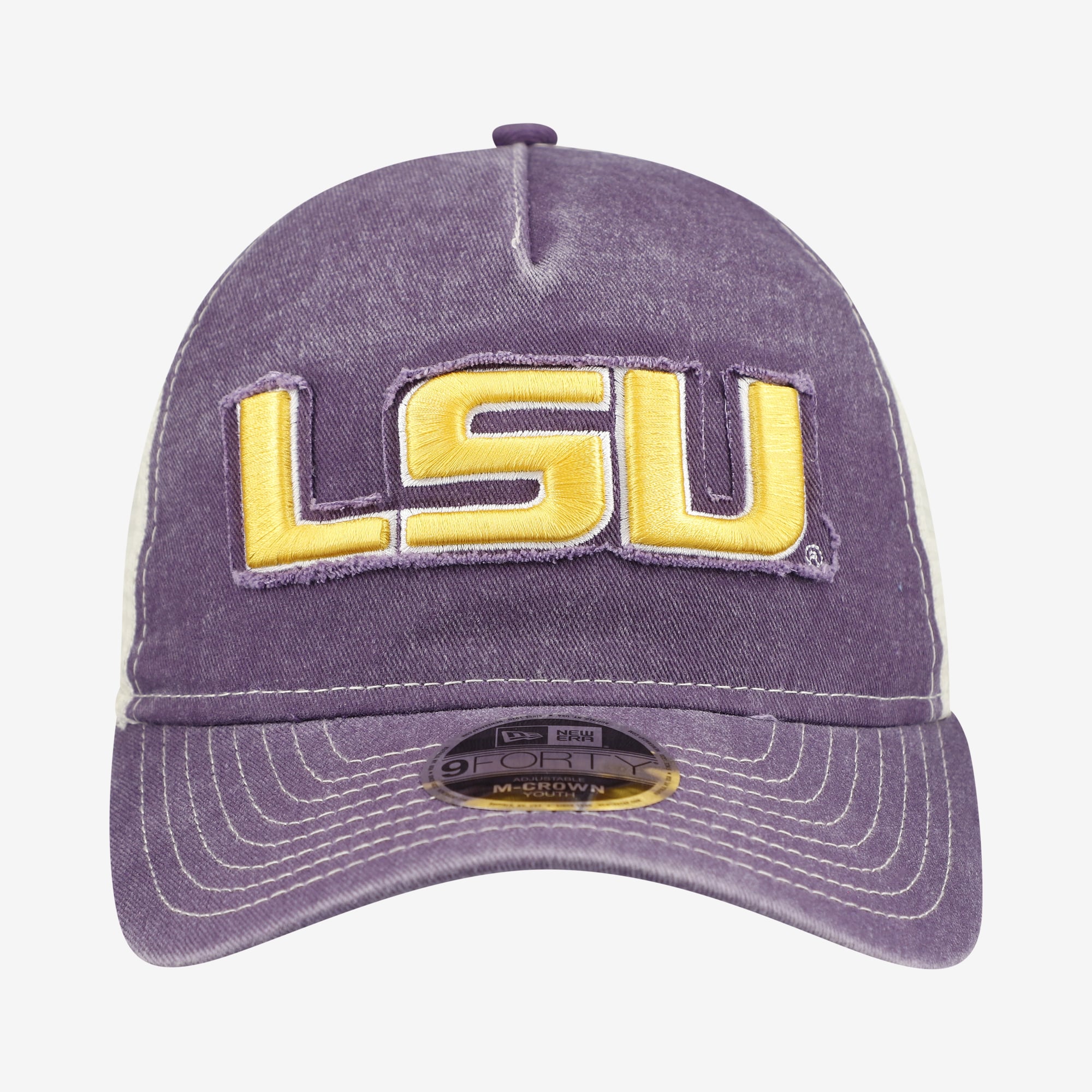 Casquette trucker rétro ajustable New Era LSU Tigers 9FORTY A-Frame M-Crown violette pour jeunes