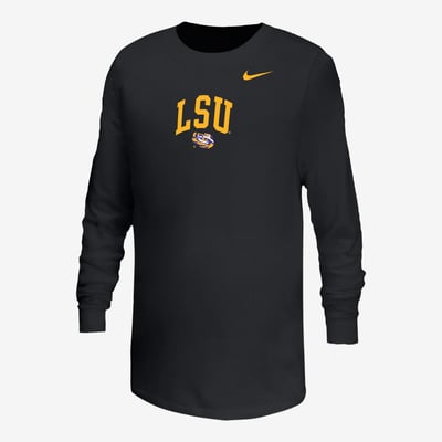  LSU Tigers Nike Youth Arched Core Long Sleeve T-Shirt - Black