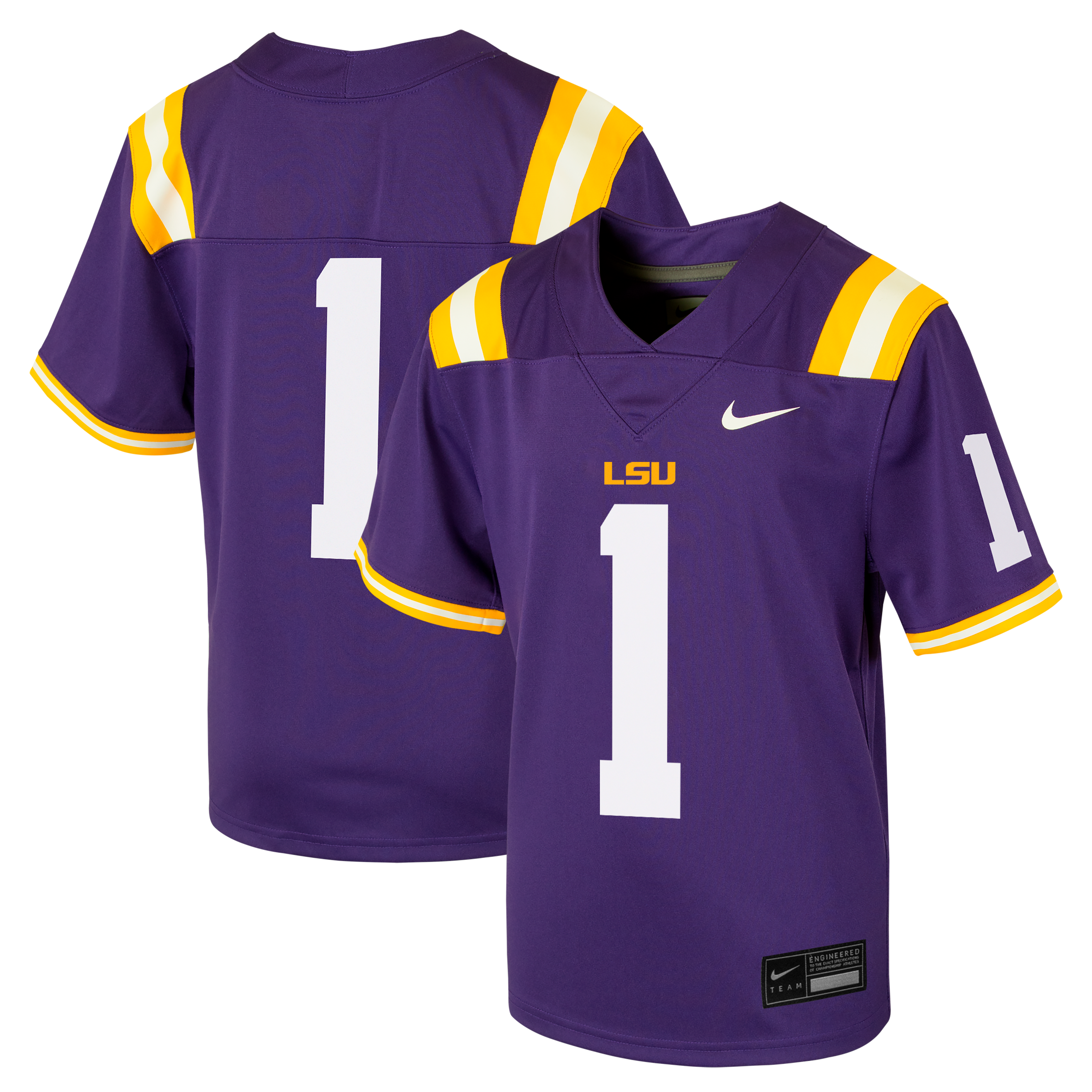 Maillot de football réplique Nike n°1 violet LSU Tigers pour enfant