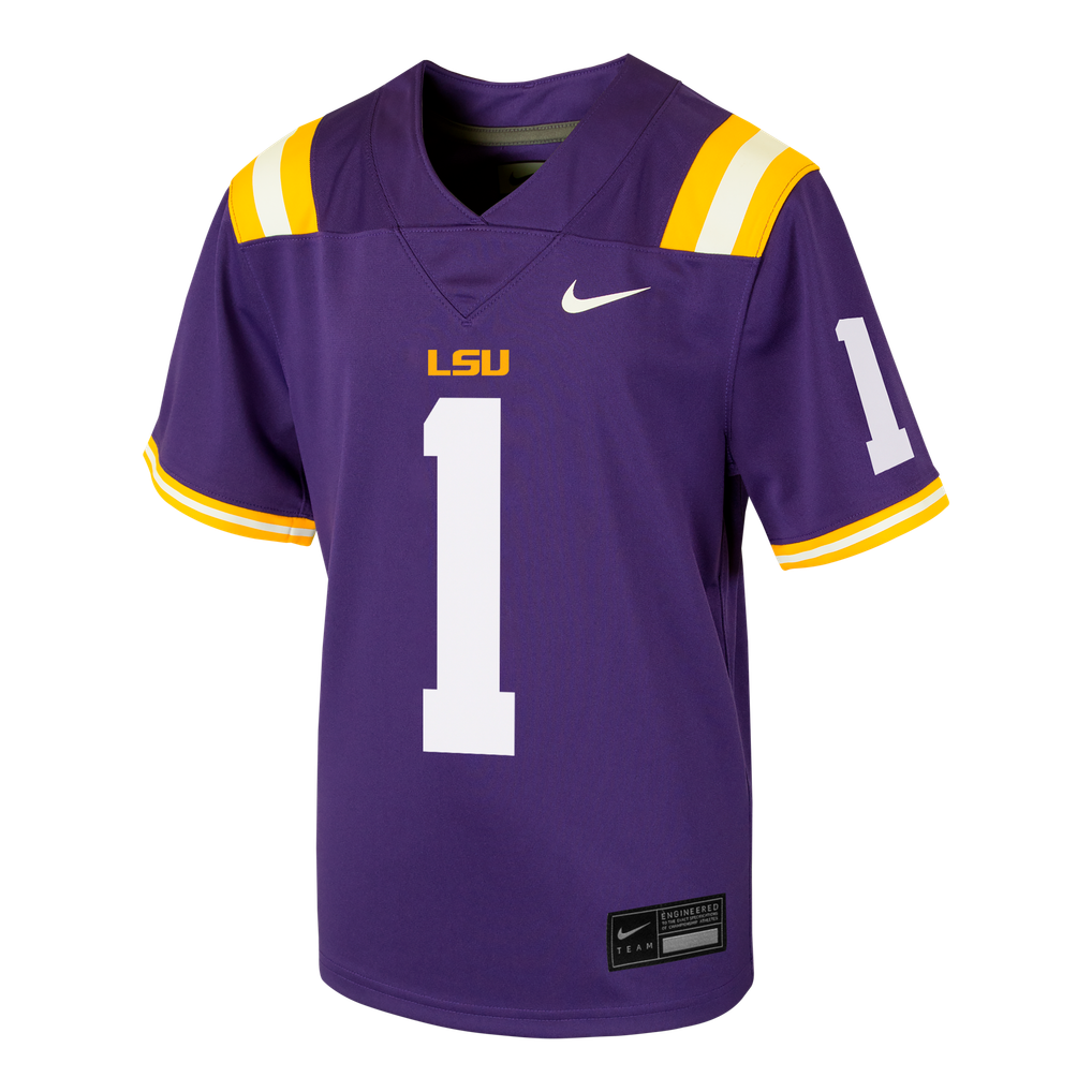 Coloring Code Numbers Youth Nike #1 Purple LSU Tigers Team Replica Football Jersey