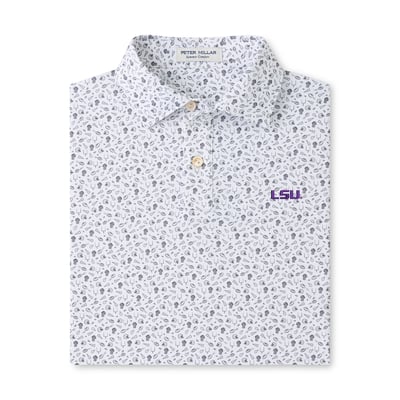 LSU Tigers Peter Millar Youth Kick Off Performance Jersey Polo - Gray