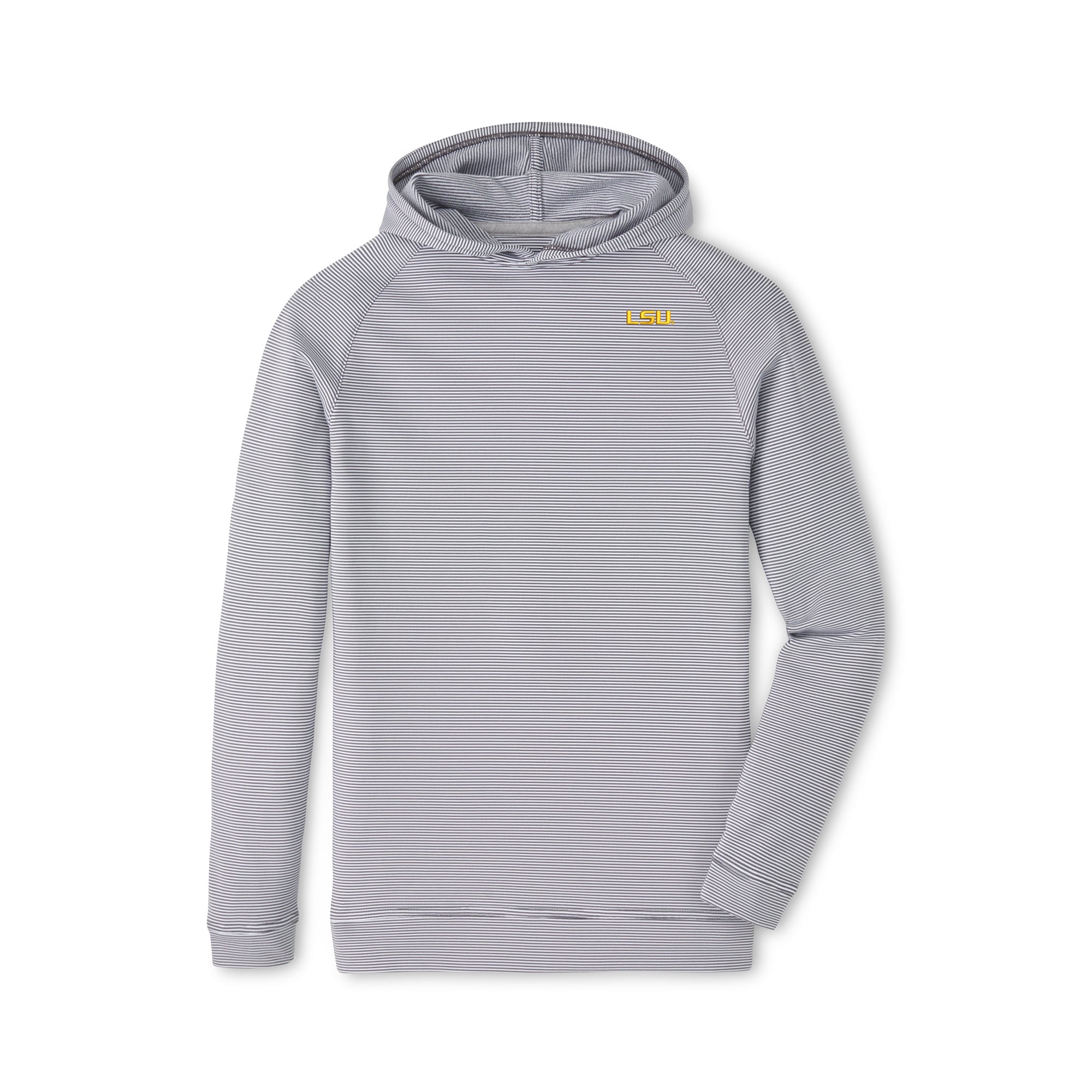 Sweat à capuche de performance Peter Millar Gray LSU Tigers Pine Sugar Stripe pour jeunes