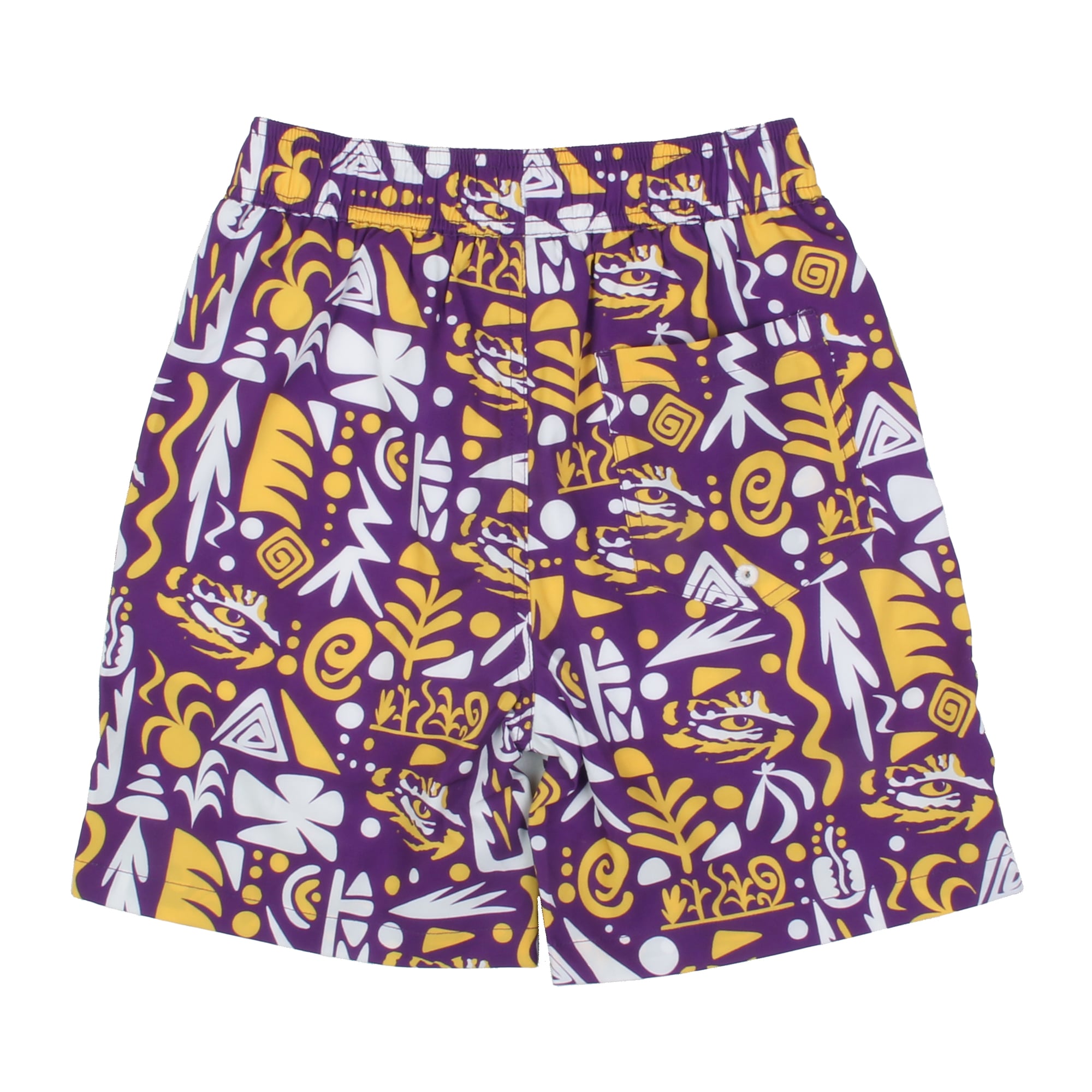 Youth Wes & Willy Purple LSU Tigers Allover Print Swim Shorts