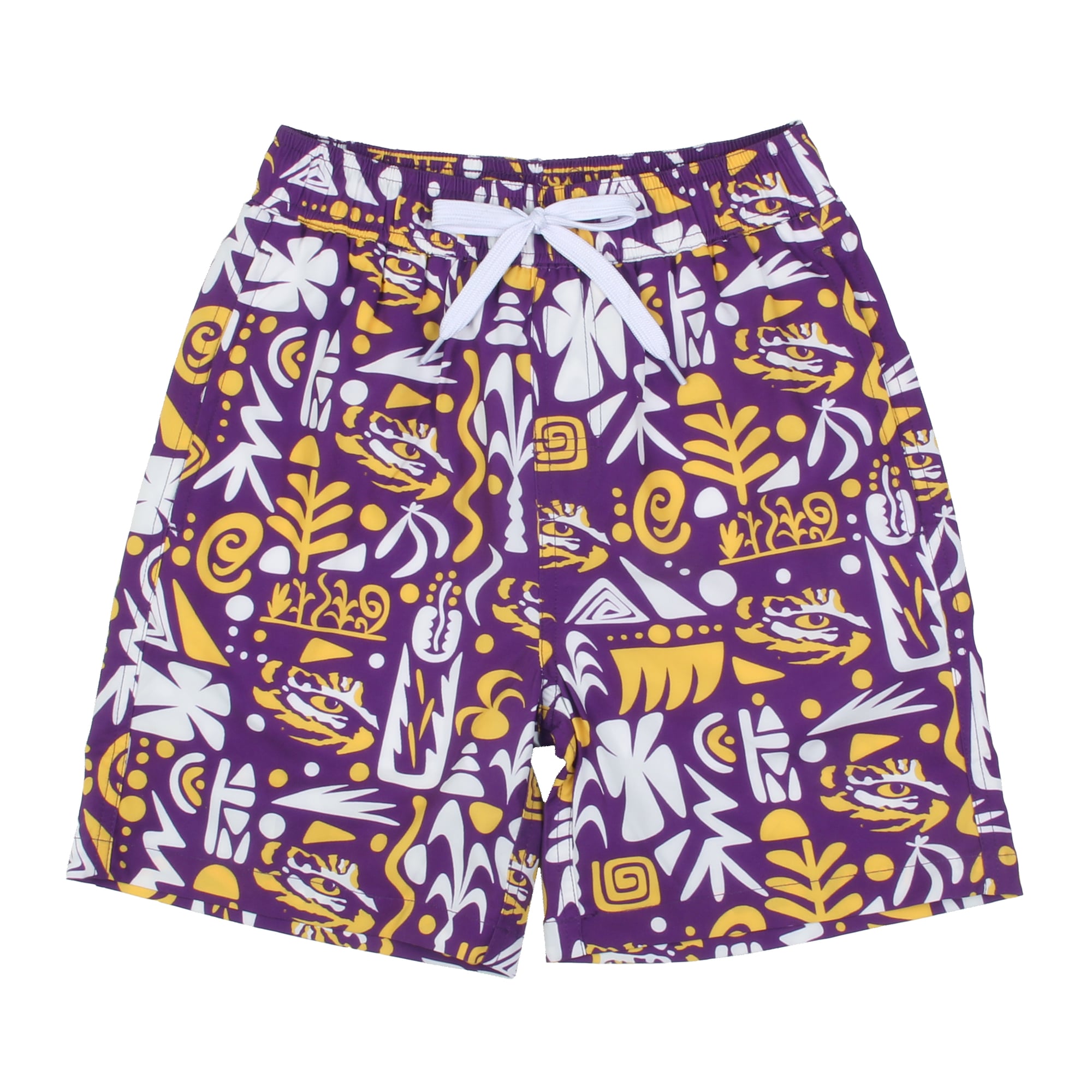 Youth Wes & Willy  Purple LSU Tigers Allover Print Swim Shorts