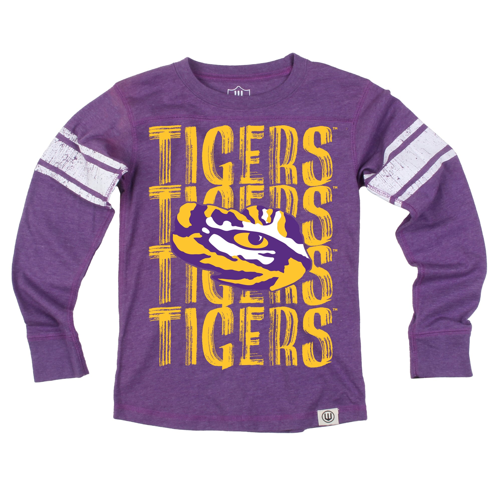 T-shirt de football américain à manches longues violet LSU Tigers pour jeunes Wes & Willy