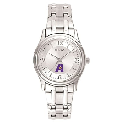  LSUA Generals Bulova Women's Silver-Tone Dial Stainless Steel Quartz Watch - Silver