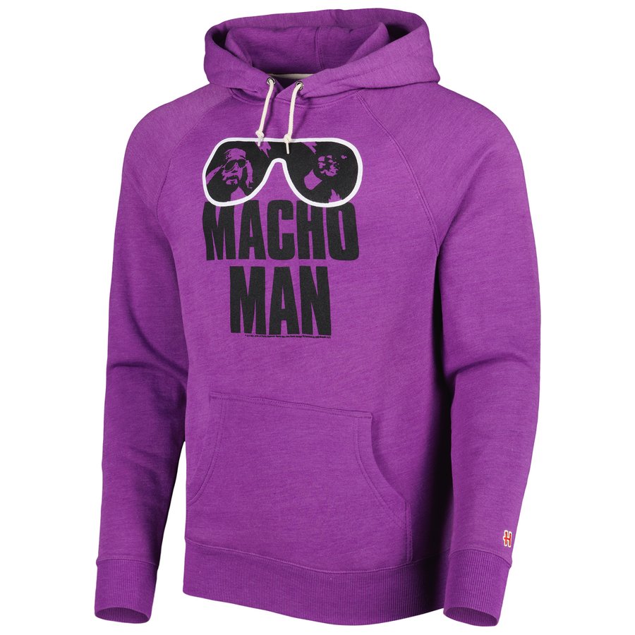 Men's Homage Heather Purple Macho Man Randy Savage Shades Raglan  Tri-Blend Pullover Hoodie