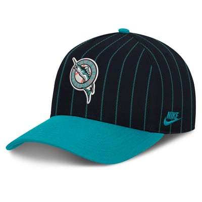 Casquette ajustable Nike Cooperstown Rise A-Frame pour homme des Florida Marlins - Noir/Turquoise