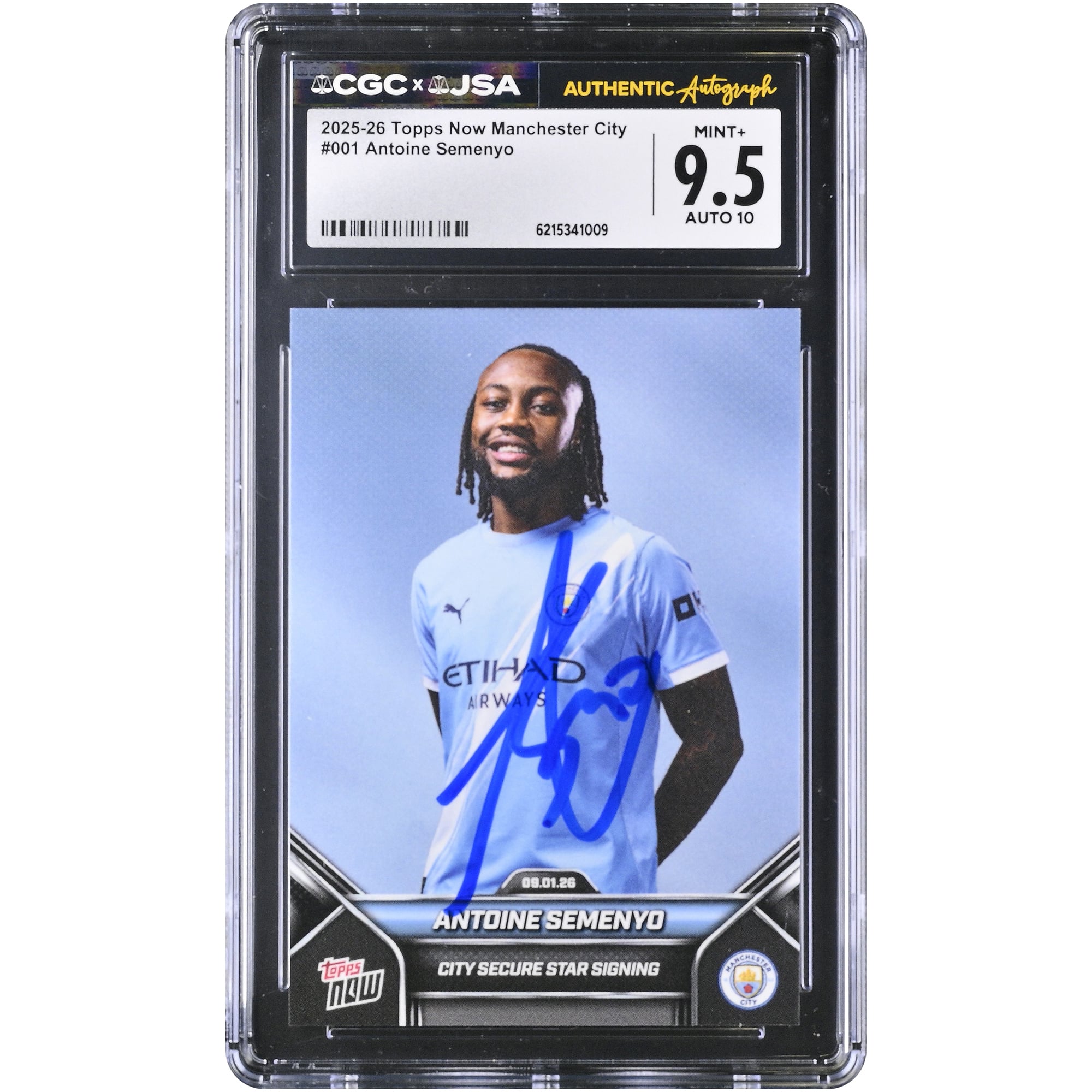 Antoine Semenyo Manchester City Autographed 2025-26 Topps Now Manchester City #1 CGC Authenticated /10 Card