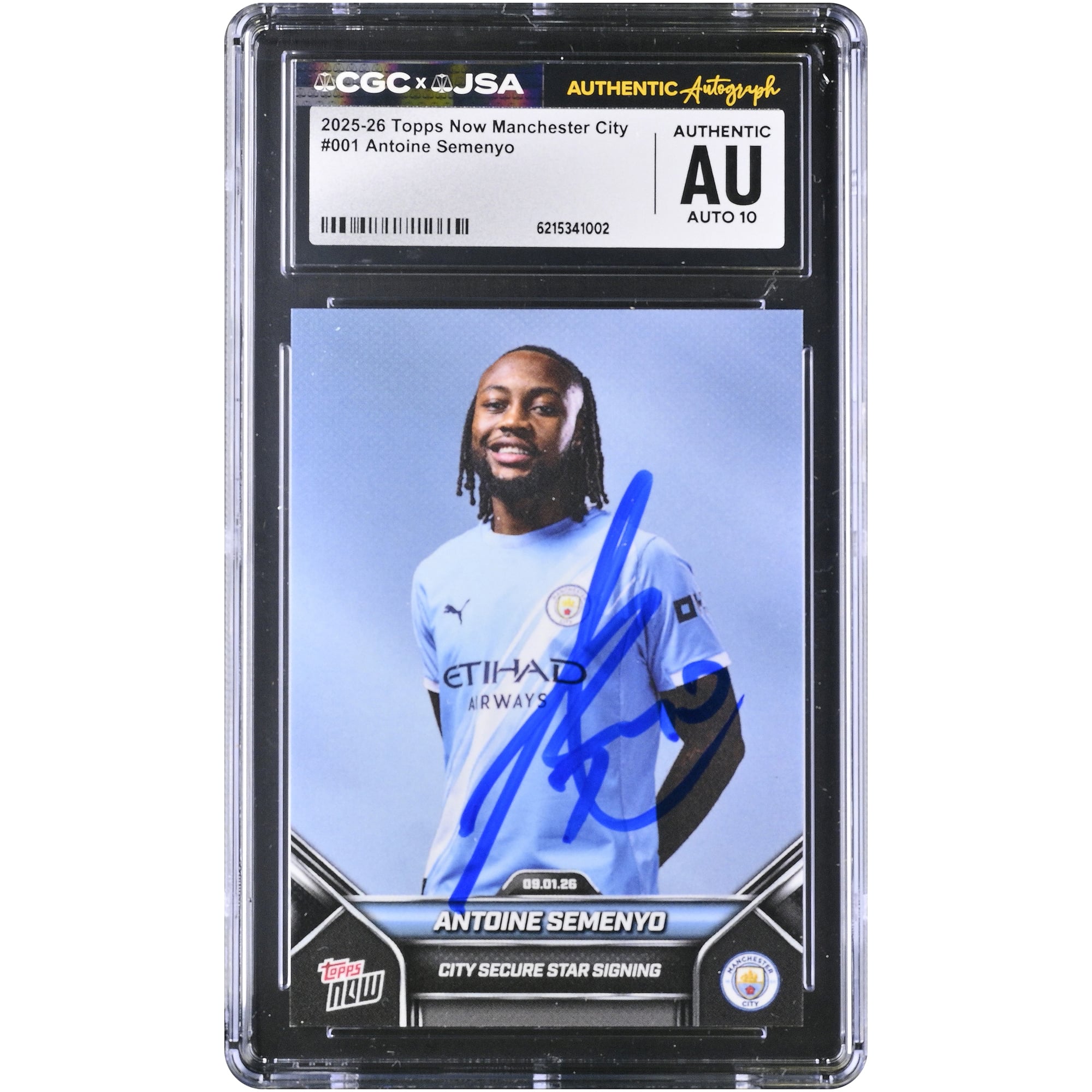 Antoine Semenyo Manchester City Autographed 2025-26 Topps Now Manchester City #1 CGC Authenticated AUTO 10 Card