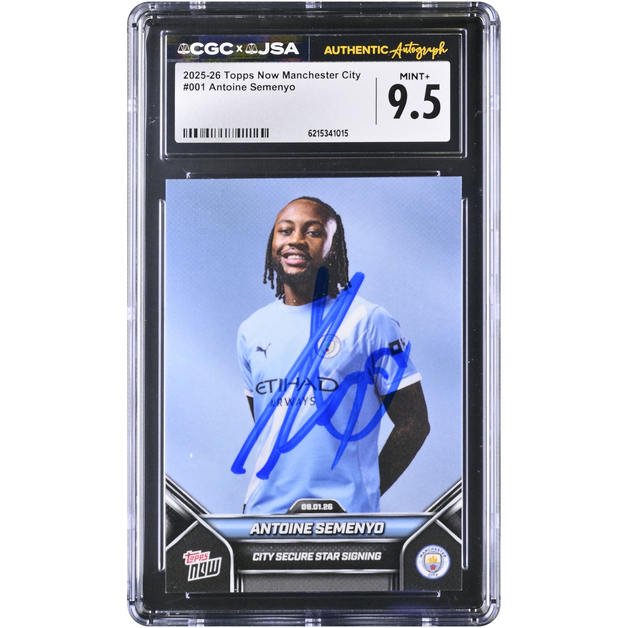 Antoine Semenyo Manchester City Autographed 2025-26 Topps Now Manchester City #1 CGC Authenticated MINT+ 9.5 Card