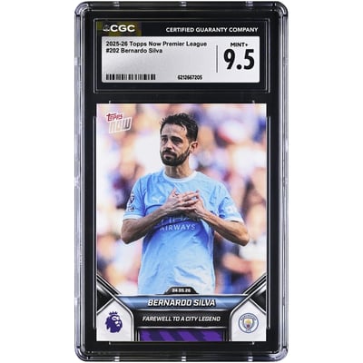 Carte Bernardo Silva Manchester City 2025-26 Topps Now Premier League Adieu à une légende de City #202 Authentifiée CGC MINT+ 9.5