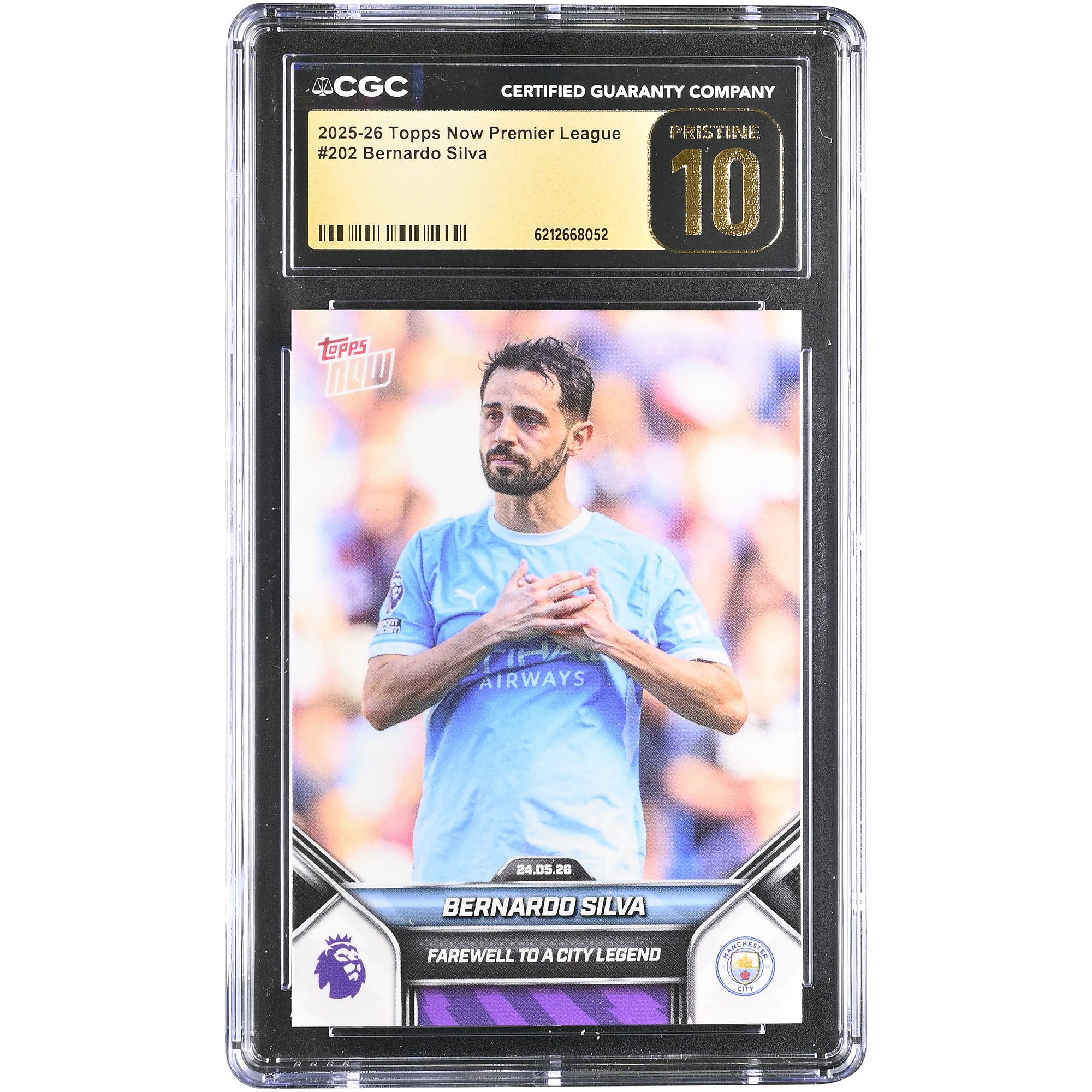 Bernardo Silva Manchester City 2025-26 Topps Now Premier League Farewell to City Legend #202 CGC Authenticated PRISTINE 10 Card