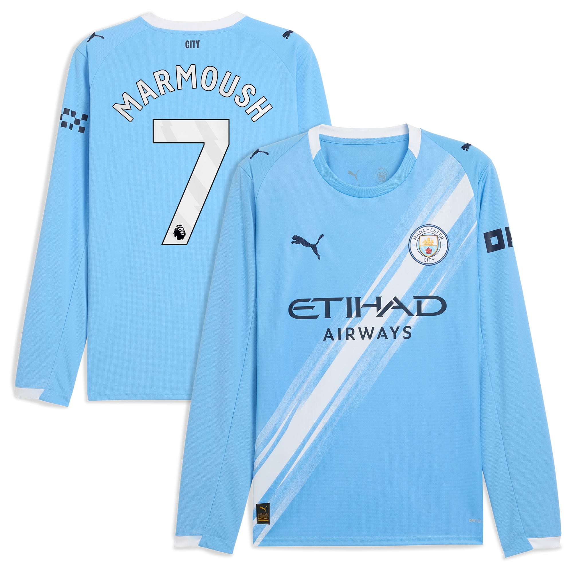 Manchester City PUMA Home Shirt 2025-26 - Long Sleeve with 