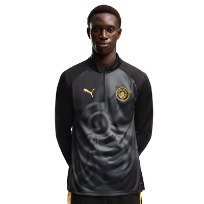 Manchester City Puma Warm Up 1/4 Zip Top - Black