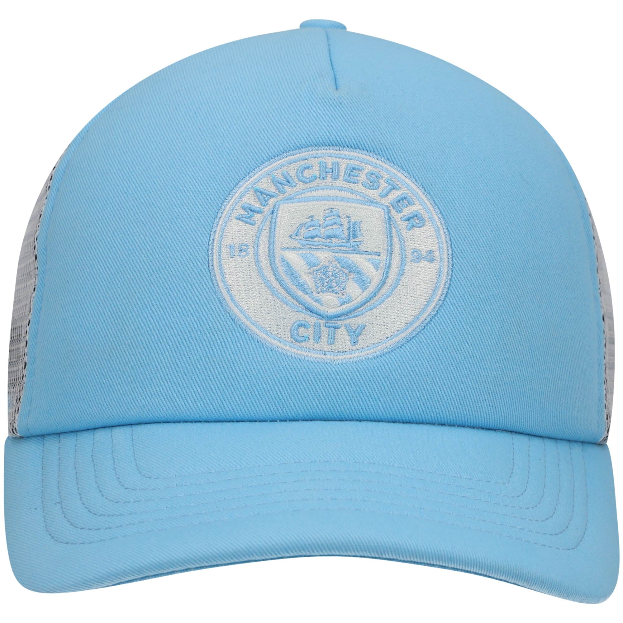 Men's Fi Collection Sky Blue/White Manchester City Fog Trucker Snapback Hat