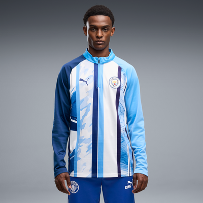 Haut d'échauffement Manchester City Puma 2026/27 à col zippé - Bleu