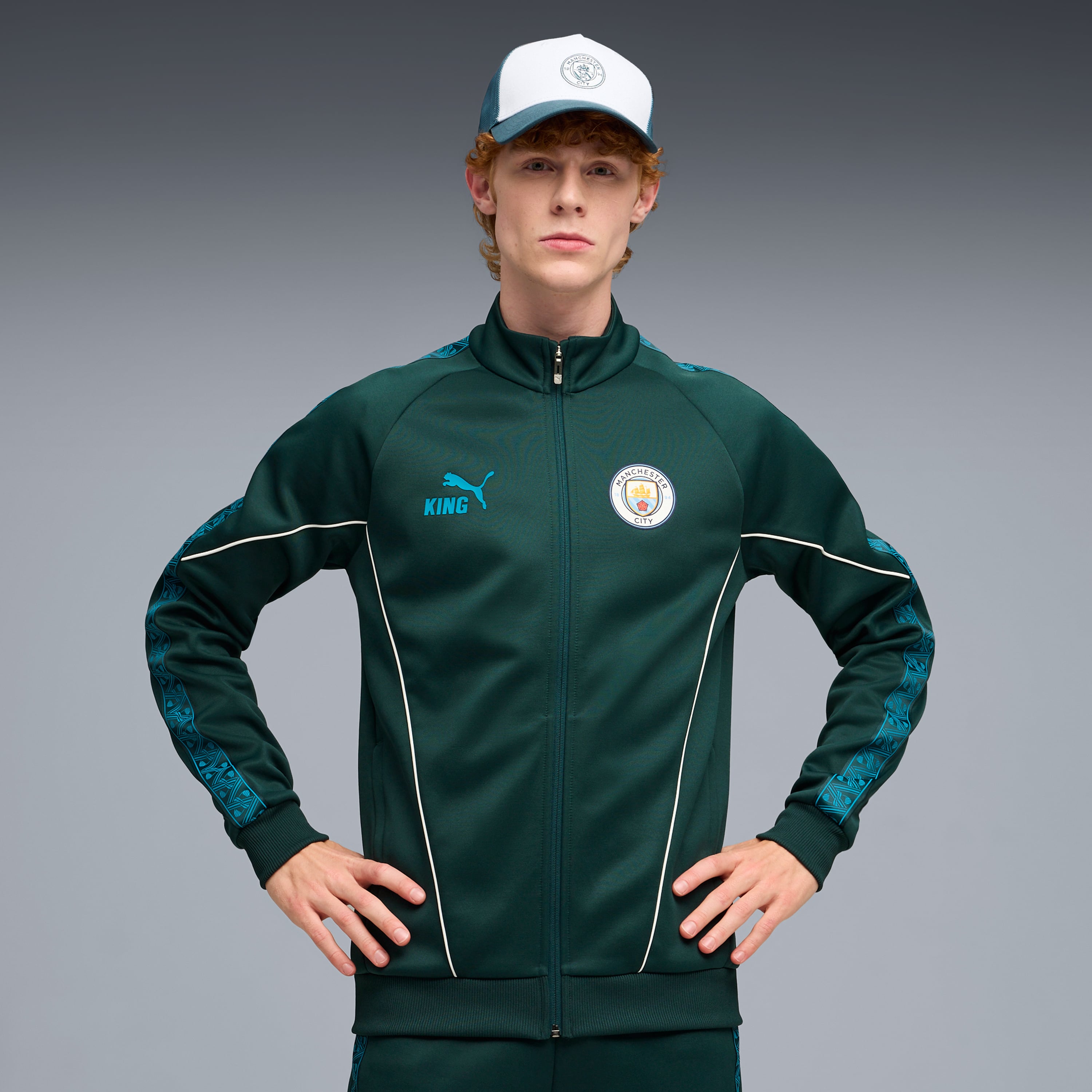 Veste zippée intégrale Puma verte Manchester City King Anthem dryCELL pour homme