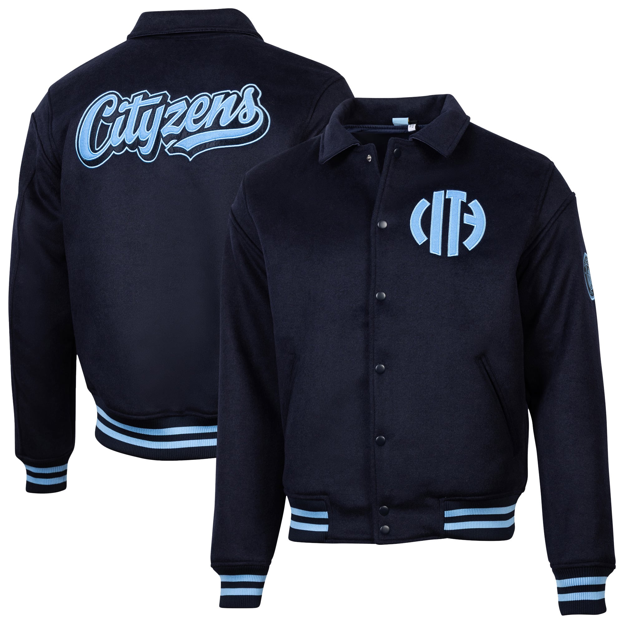 Veste universitaire Manchester City Victory à boutons-pression, bleu marine, de marque Sport Design Sweden.