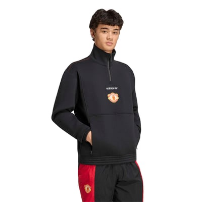 Manchester United adidas EQT Half Zip Top - Black