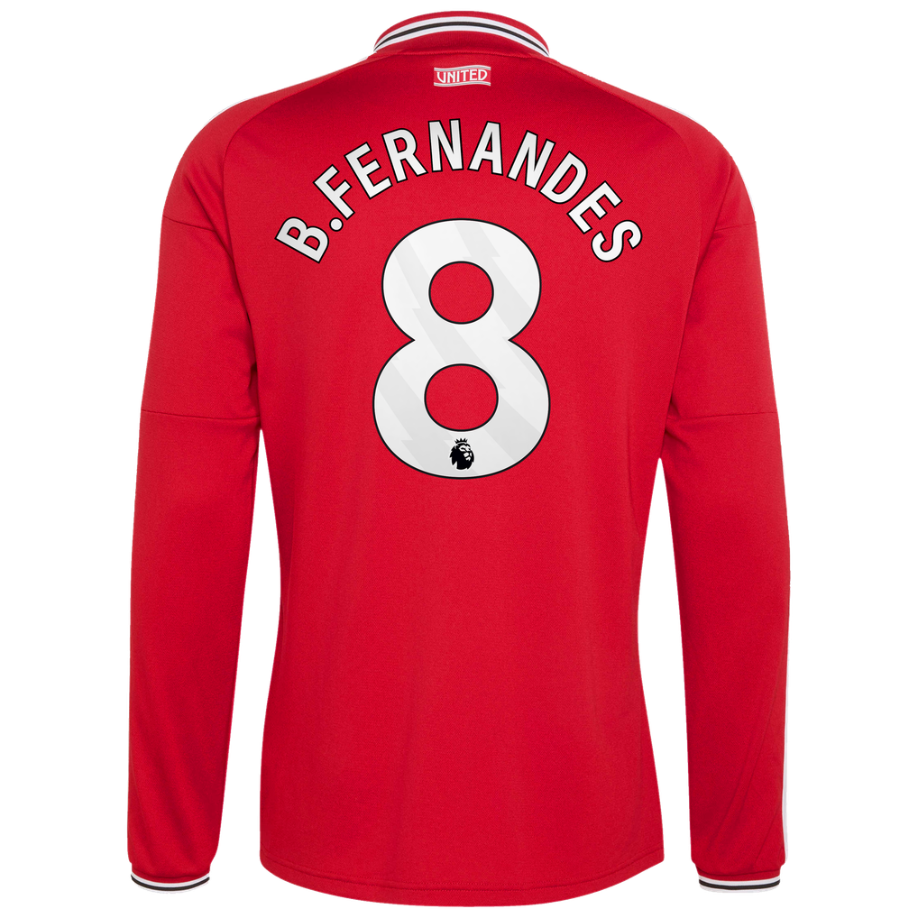 Manchester United adidas Home Authentic Shirt 2026-27 - Long sleeve with B.Fernandes 8 printing