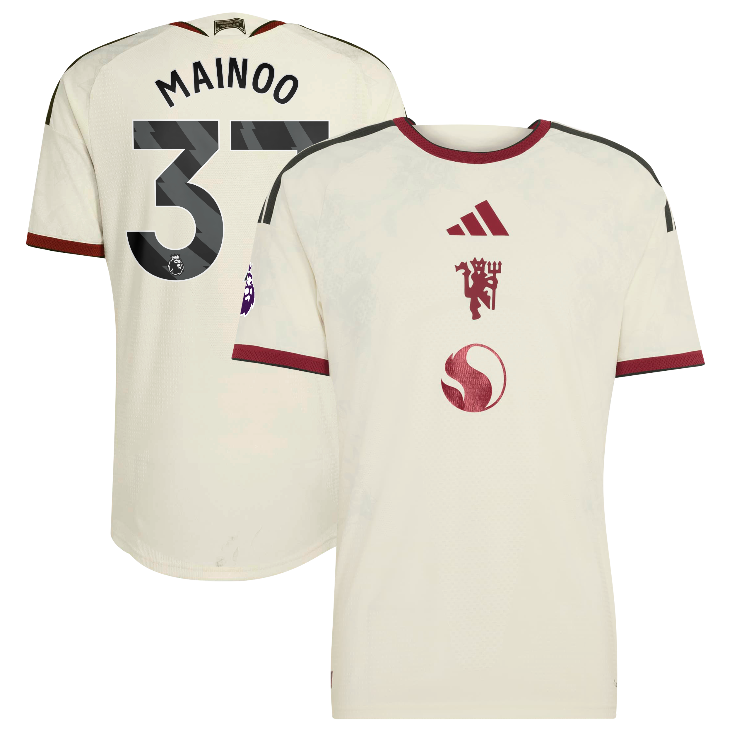 Maillot authentique troisième terrain adidas Kobbie Mainoo crème Manchester United 2026/27 pour homme