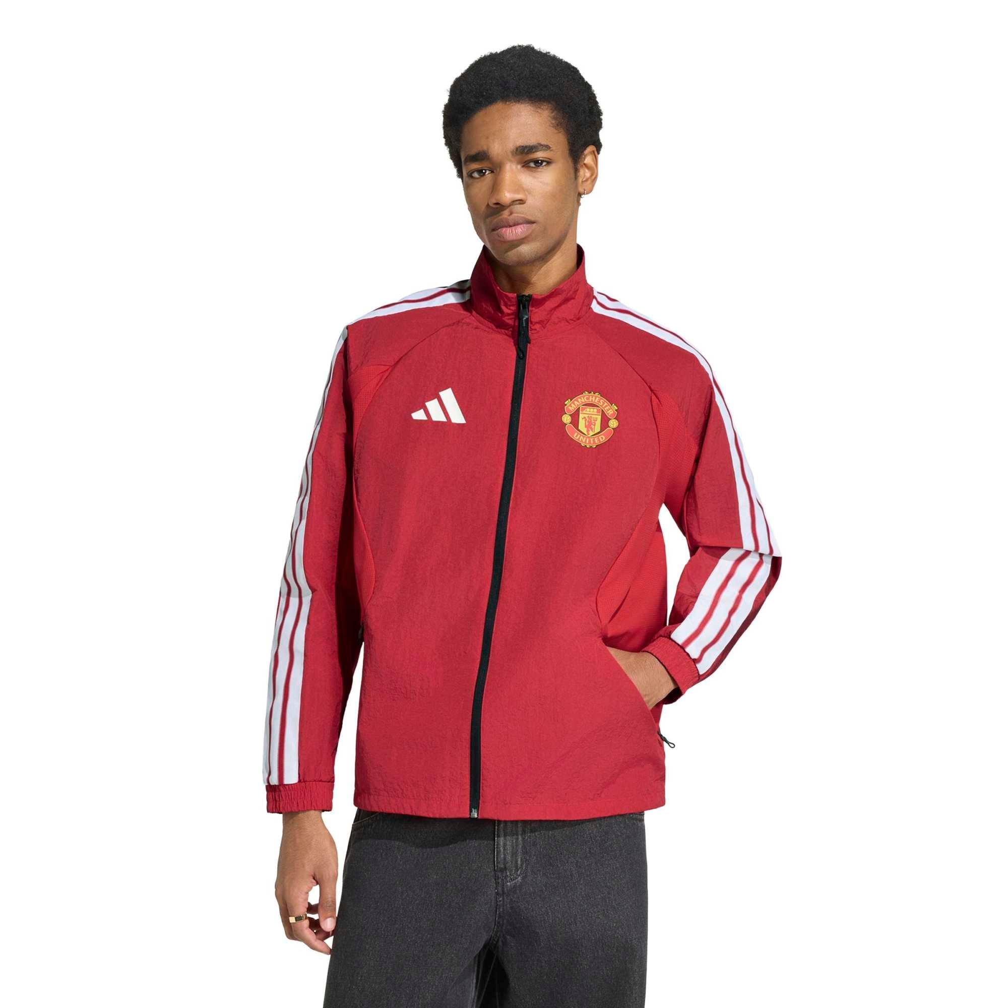 Veste zippée intégrale adidas Manchester United 2026 rouge pour homme