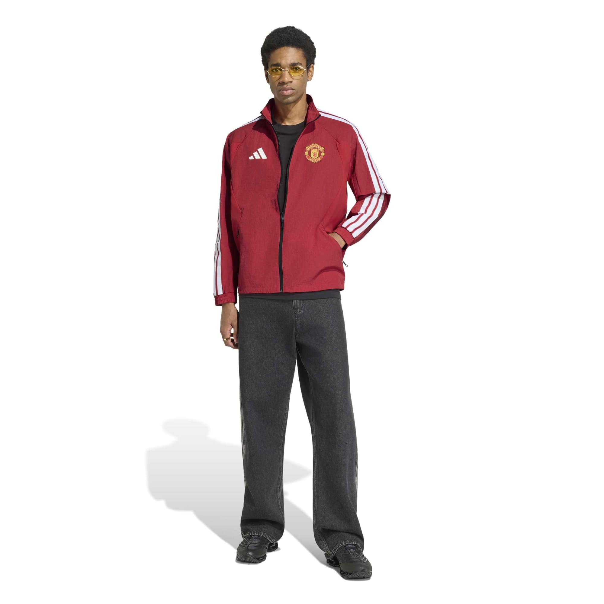 Veste zippée intégrale adidas Manchester United 2026 rouge pour homme