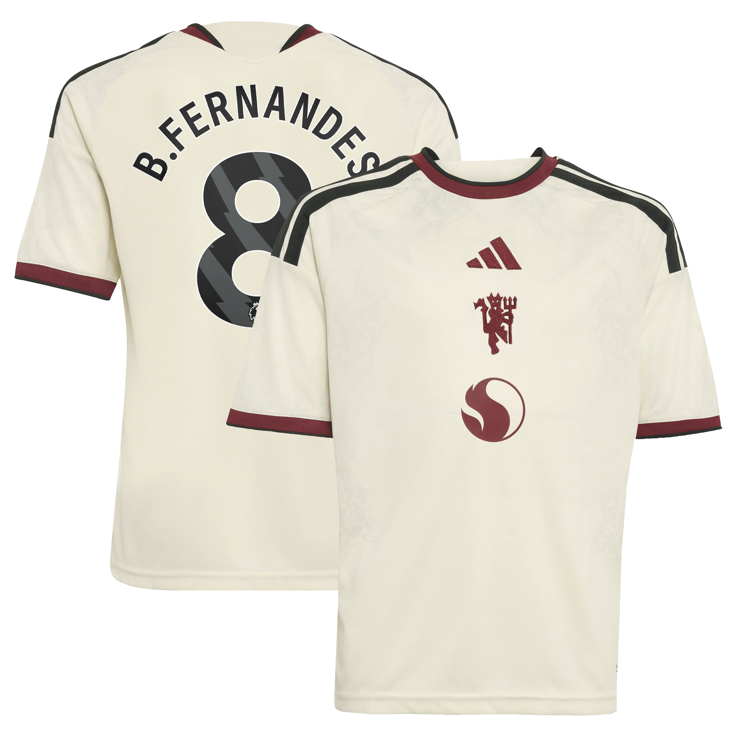 Maillot domicile réplique rouge de Bruno Fernandes, Manchester United, saison 2026/27, pour enfant (adidas).