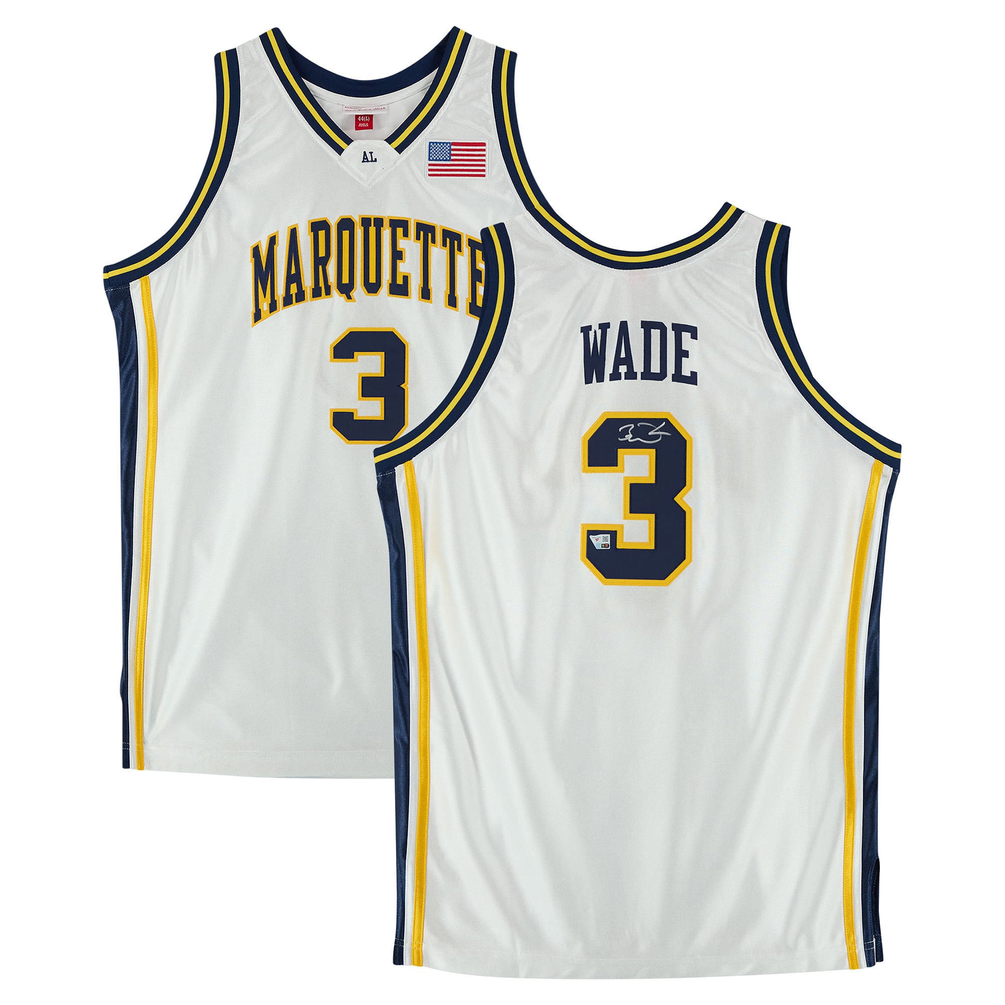 Dwyane Wade Marquette Golden Eagles Autographed Navy Mitchell & Ness 2002 Authentic Jersey with "Flash" Inscription